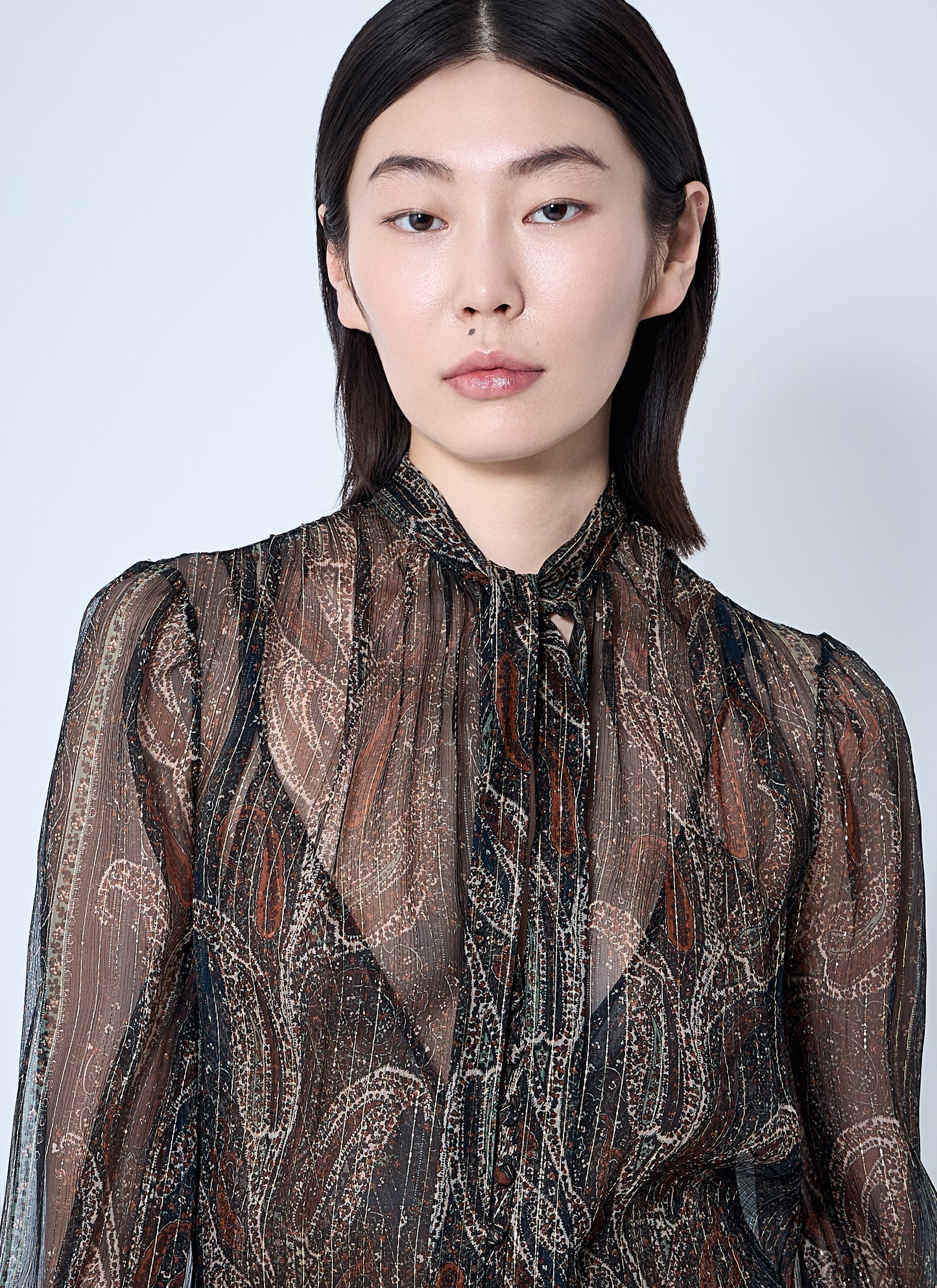 Saint Laurent Women Lavallière Paisley Silk Crepon Maxi Dress SAINT LAURENT