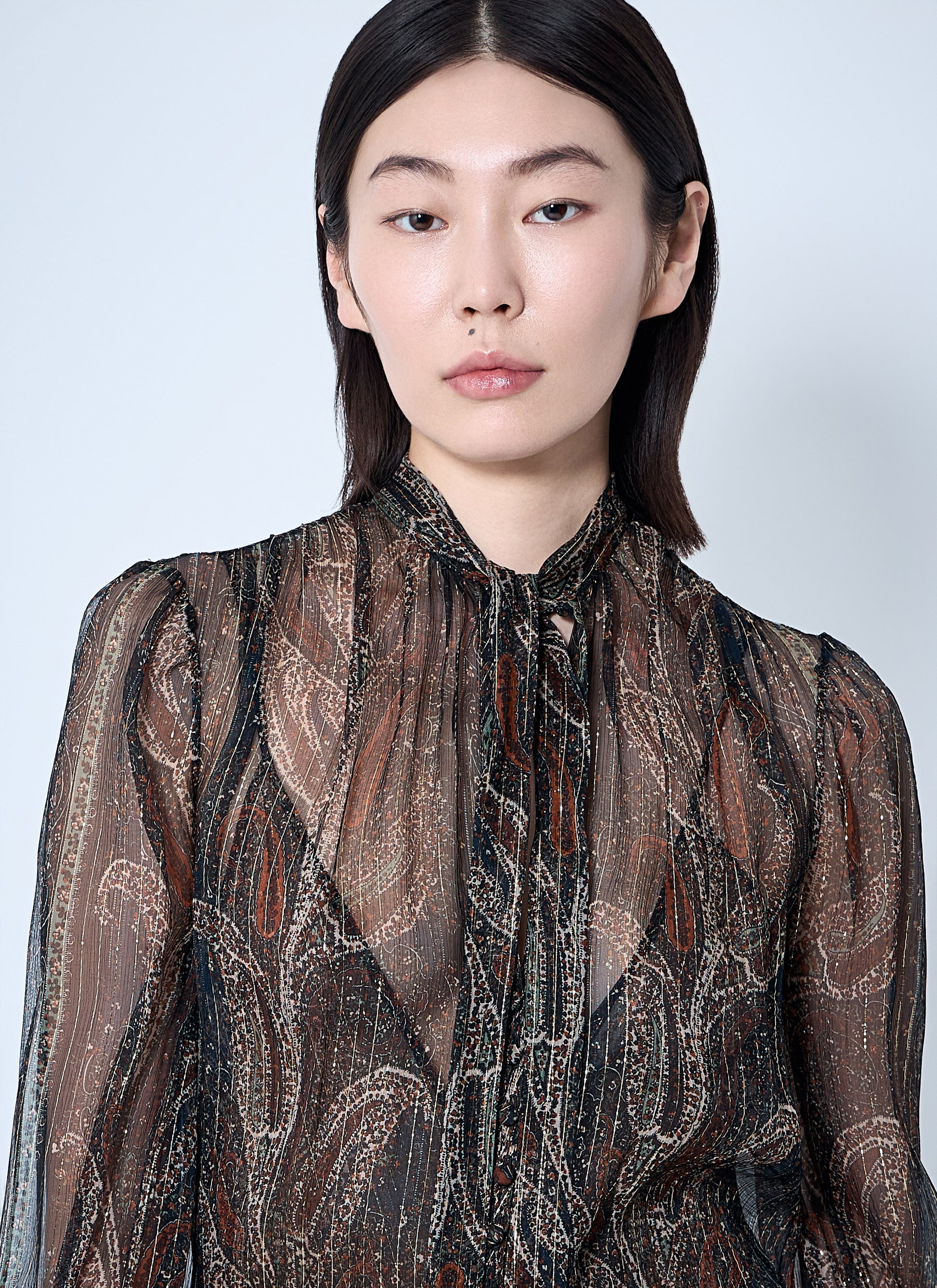 Saint Laurent Women Lavallière Paisley Silk Crepon Maxi Dress SAINT LAURENT