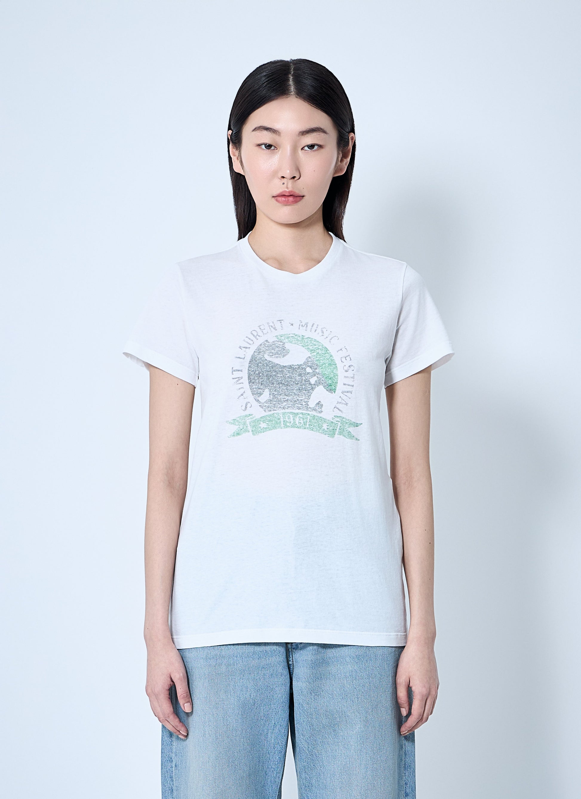Saint Laurent Women Logo Motif T-Shirt SAINT LAURENT