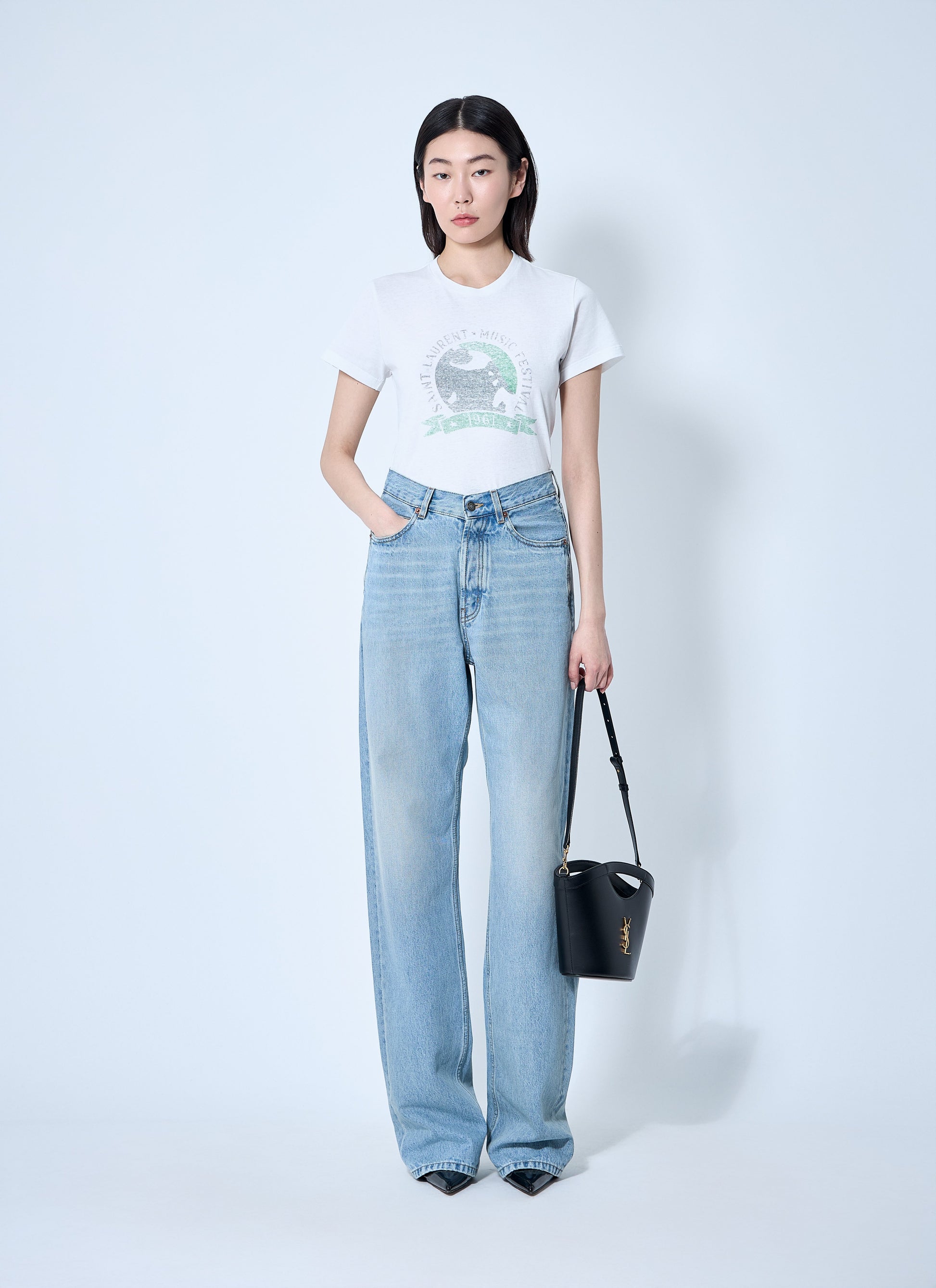 Saint Laurent Women Logo Motif T-Shirt SAINT LAURENT