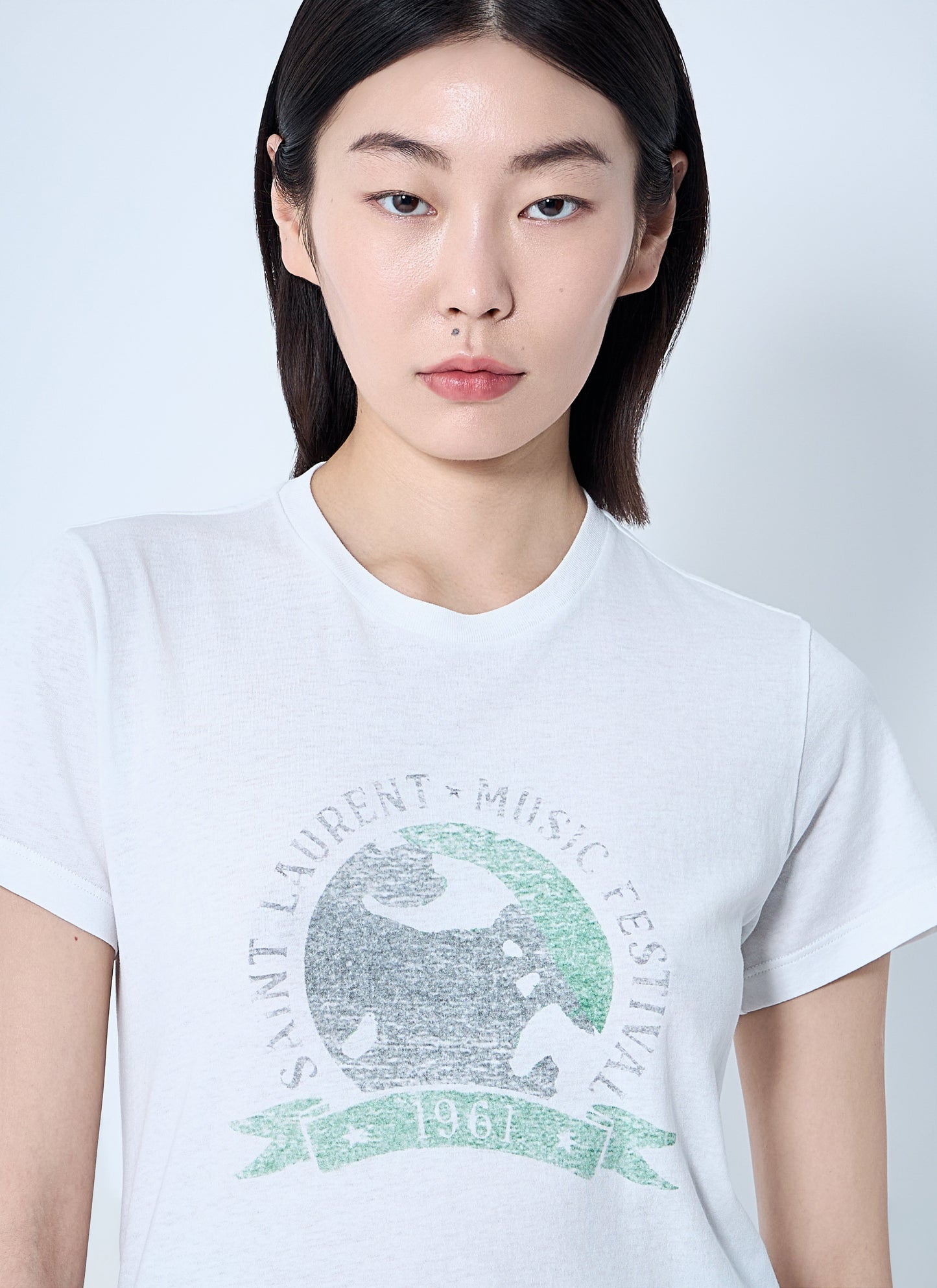 Saint Laurent Women Logo Motif T-Shirt SAINT LAURENT
