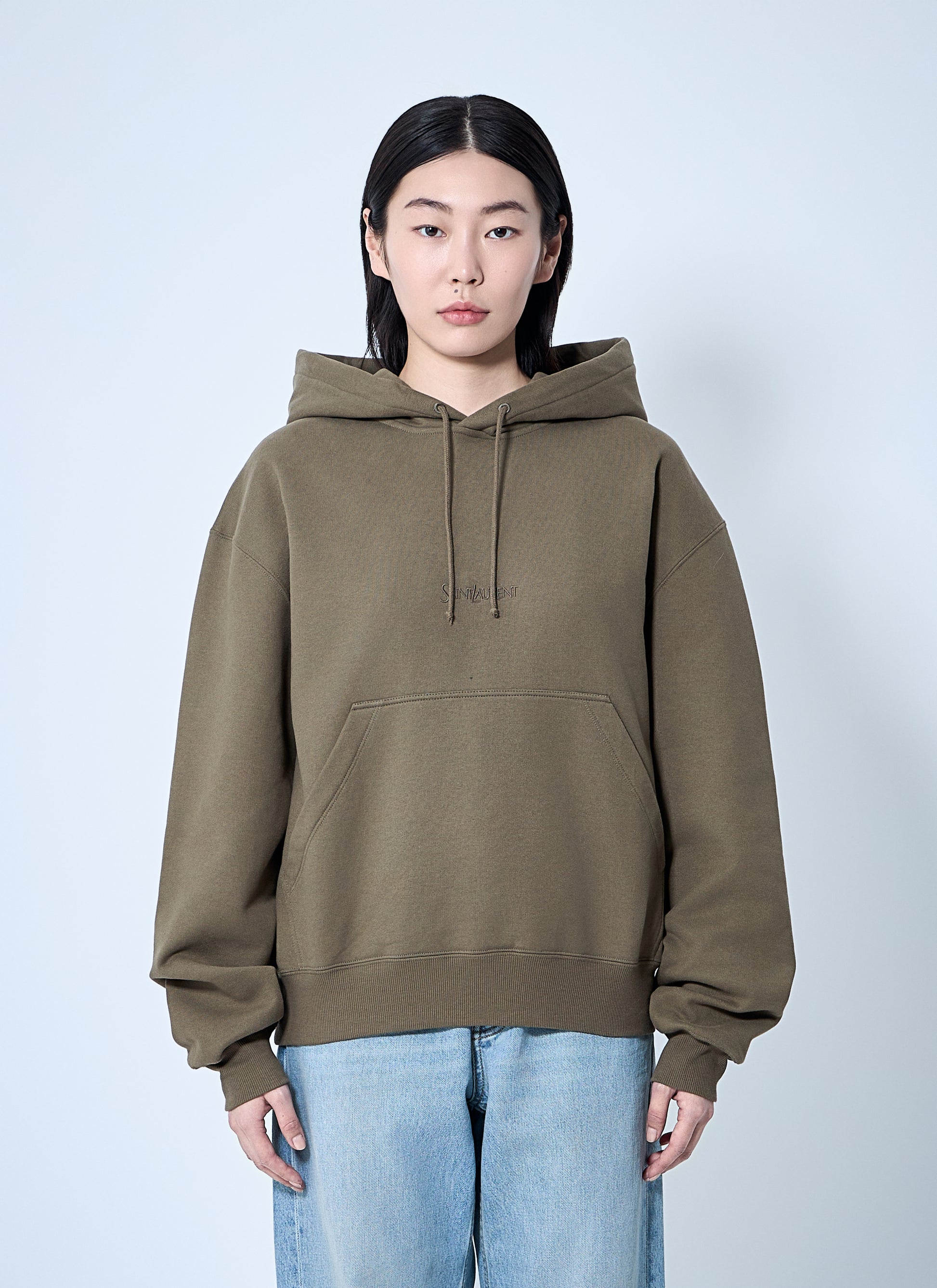 Saint Laurent Women Hooded Logo Motif Sweatshirt SAINT LAURENT