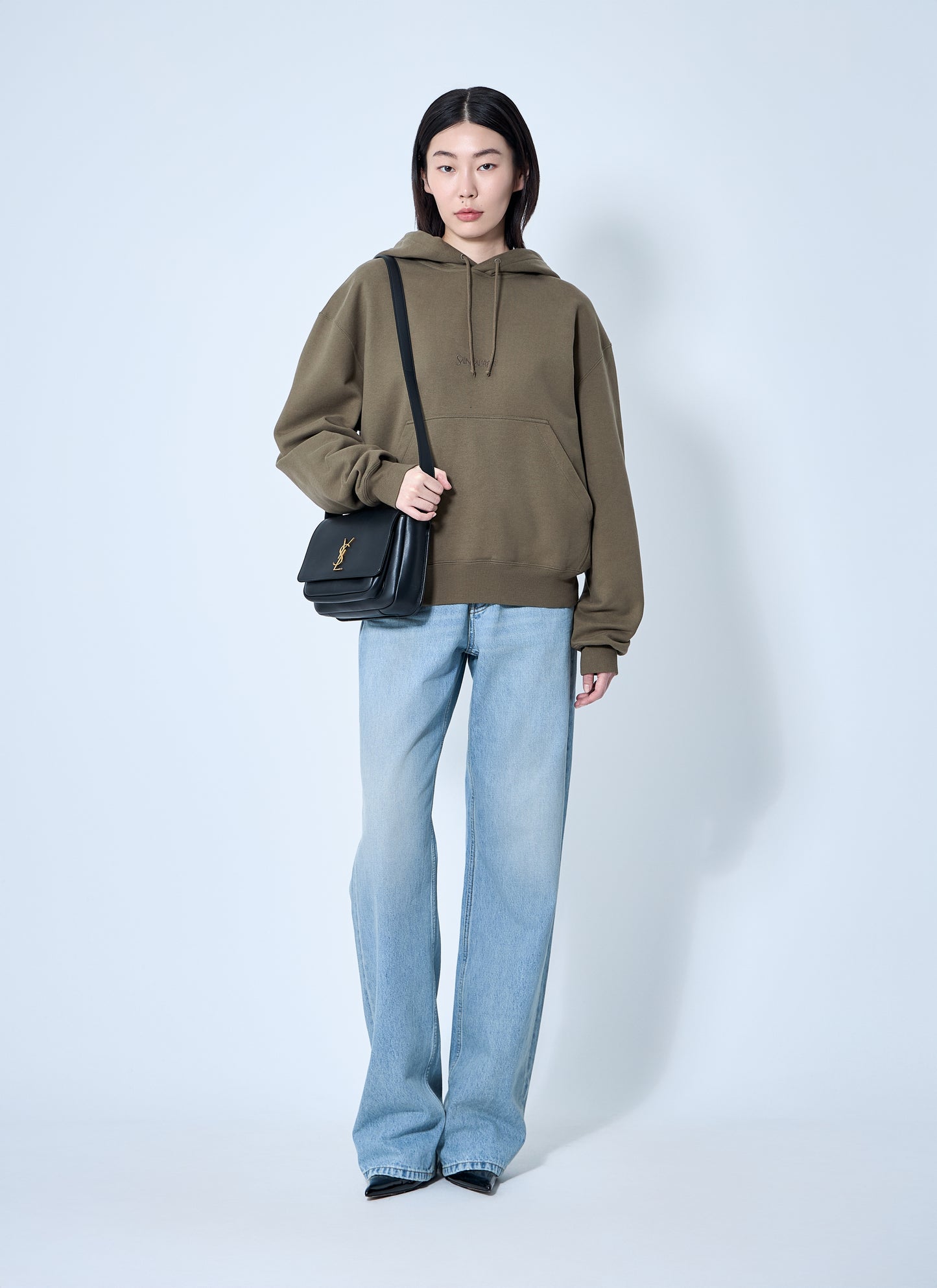 Saint Laurent Women Hooded Logo Motif Sweatshirt SAINT LAURENT