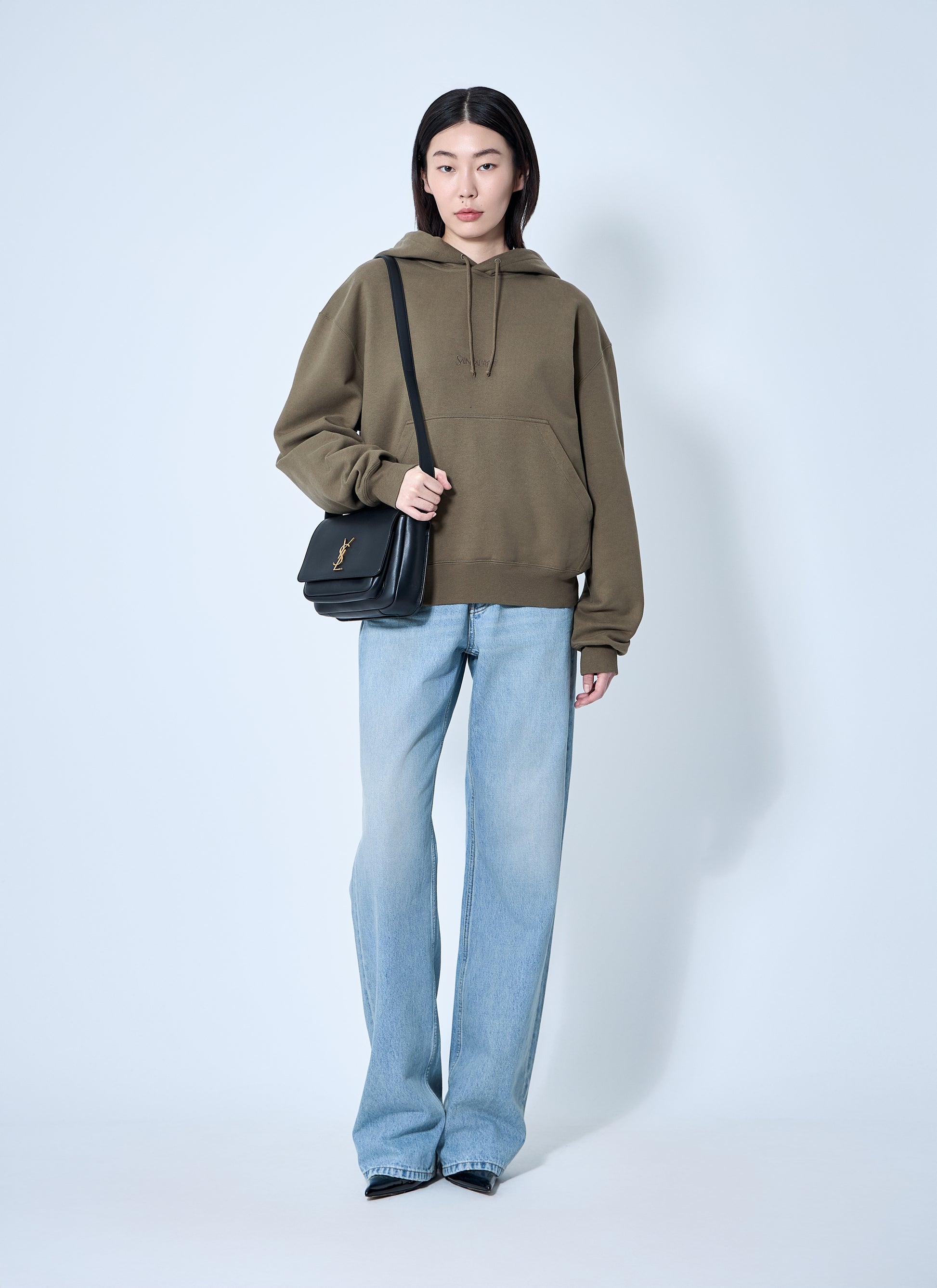 Saint Laurent Women Hooded Logo Motif Sweatshirt SAINT LAURENT