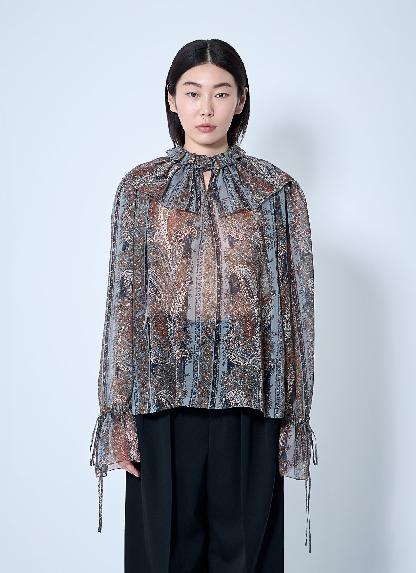 Saint Laurent Women Paisley Silk Georgette Blouse SAINT LAURENT