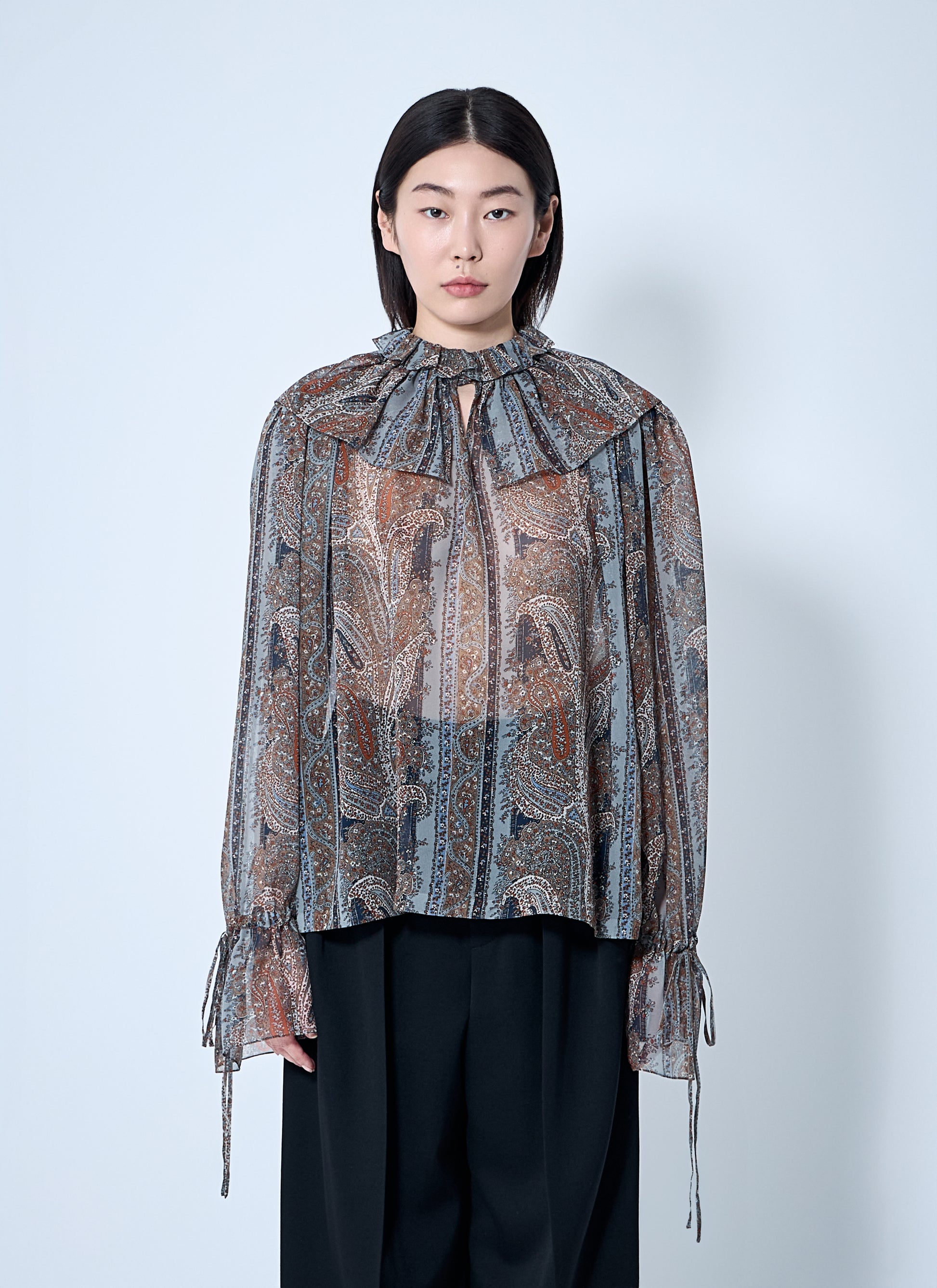 Saint Laurent Women Paisley Silk Georgette Blouse SAINT LAURENT
