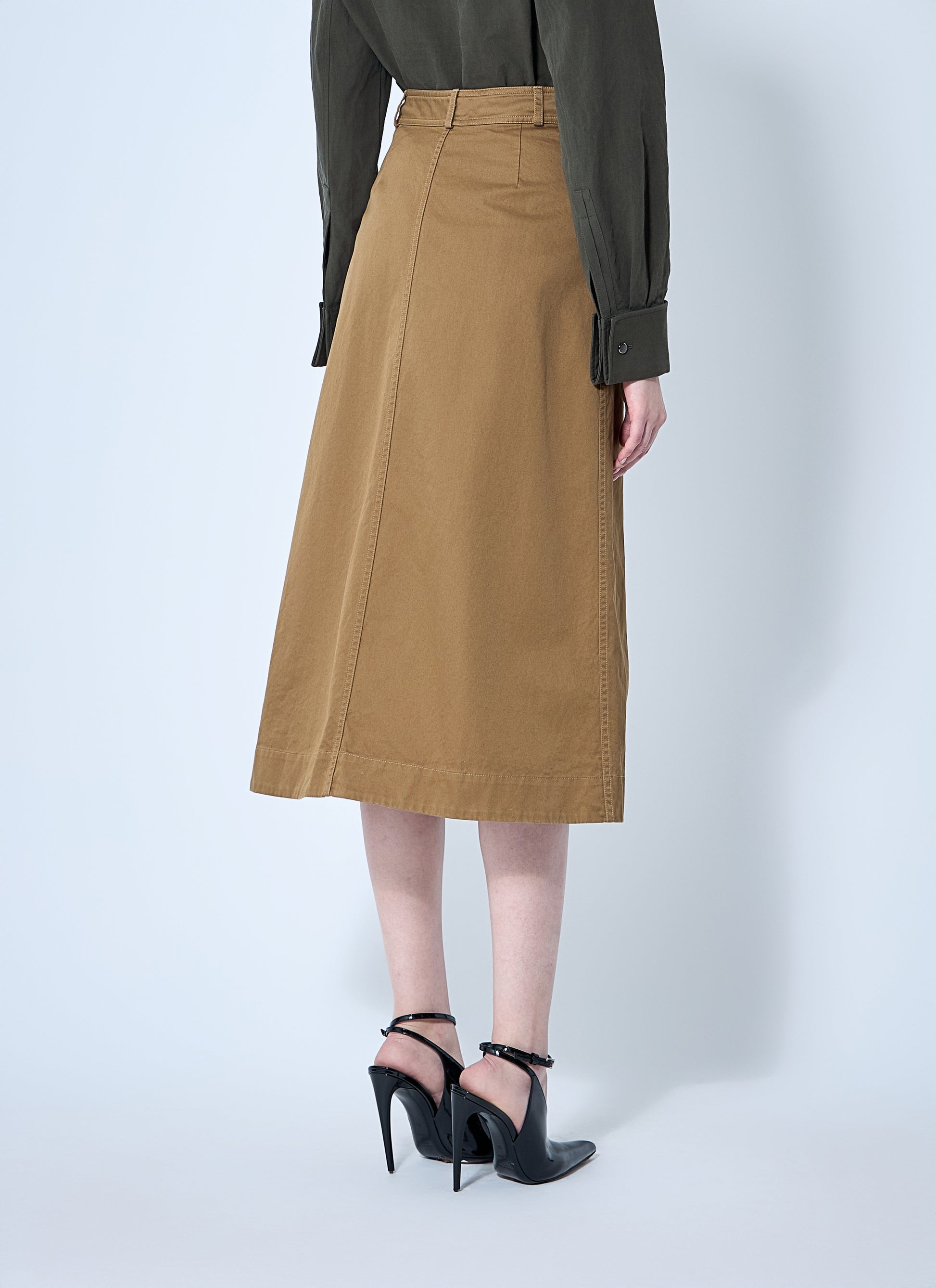 Saint Laurent Women Cotton Serge Midi Skirt SAINT LAURENT