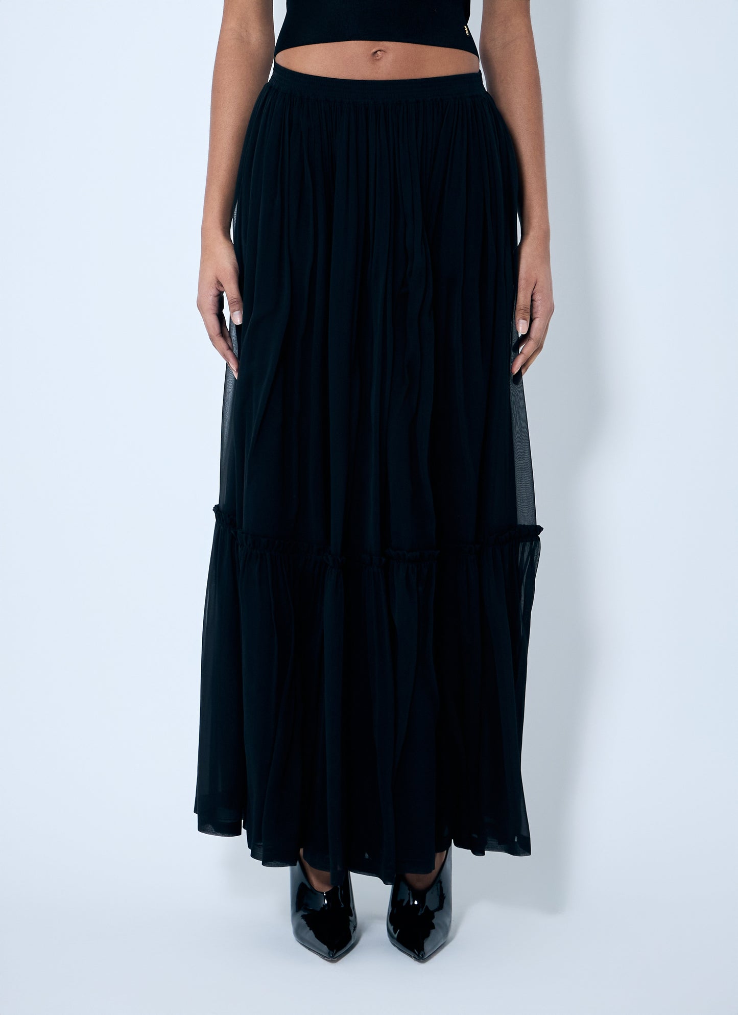 Saint Laurent Women Ruffled Silk Skirt SAINT LAURENT