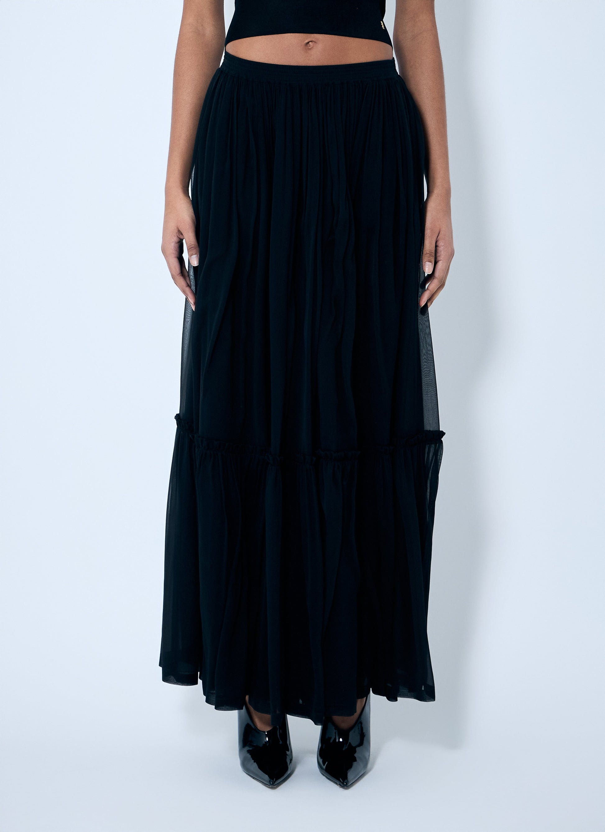 Saint Laurent Women Ruffled Silk Skirt SAINT LAURENT