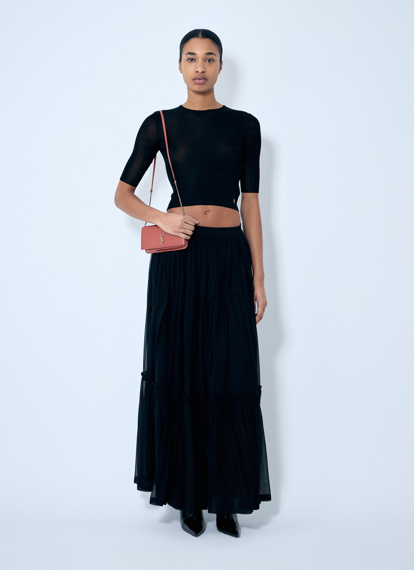 Saint Laurent Women Ruffled Silk Skirt SAINT LAURENT