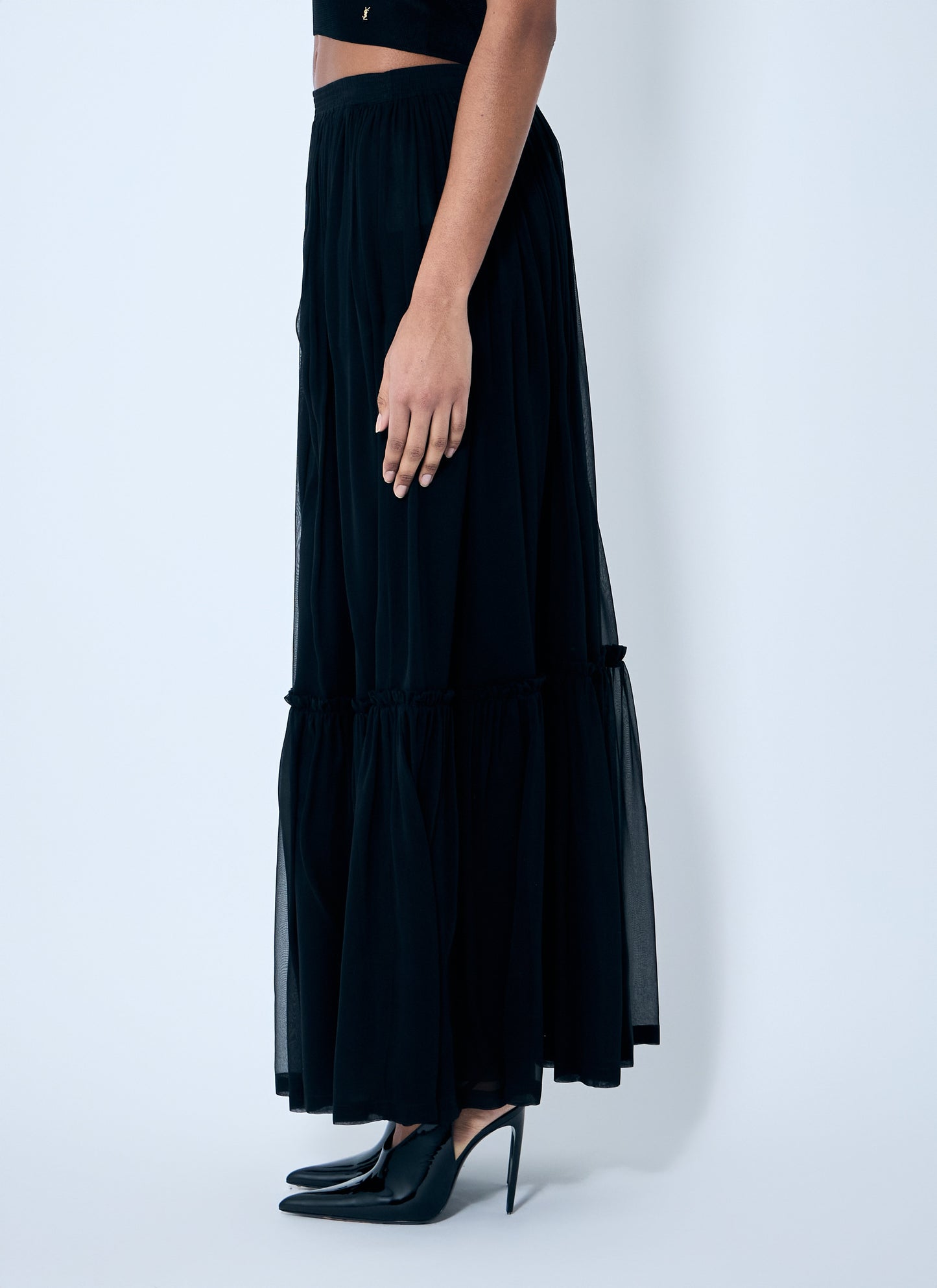 Saint Laurent Women Ruffled Silk Skirt SAINT LAURENT