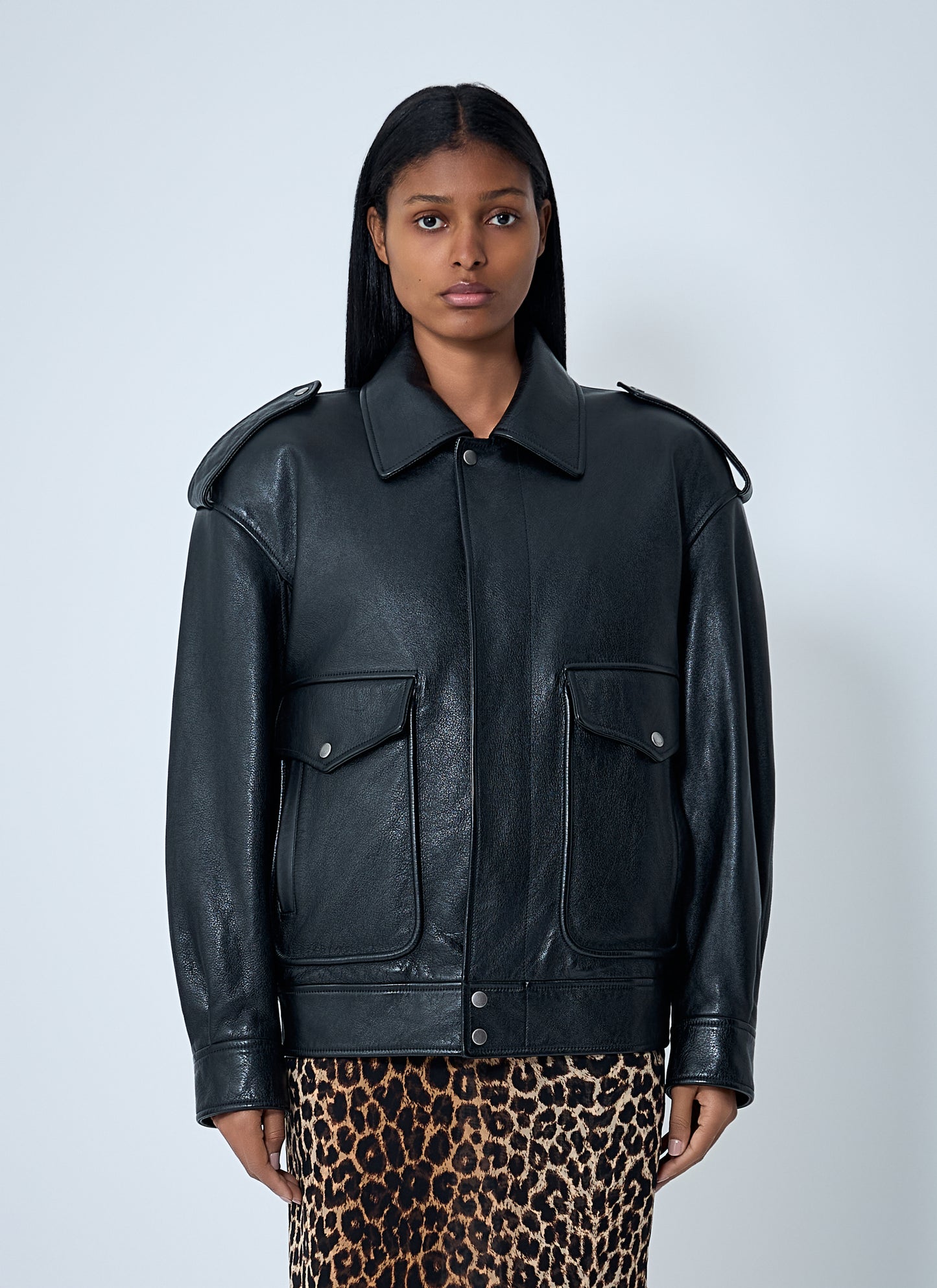 Saint Laurent Women Grained Leather Jacket SAINT LAURENT