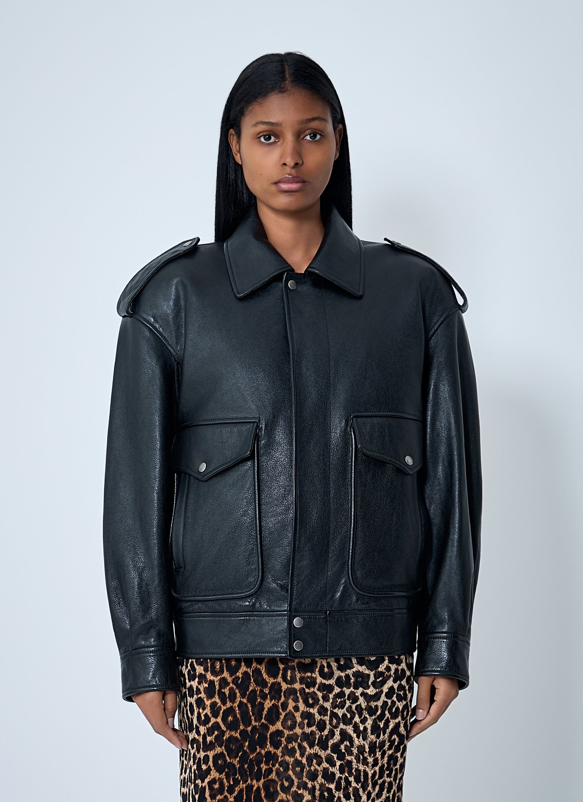 Saint Laurent Women Grained Leather Jacket SAINT LAURENT