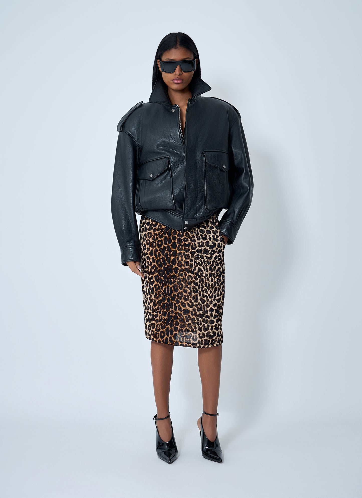 Saint Laurent Women Grained Leather Jacket SAINT LAURENT