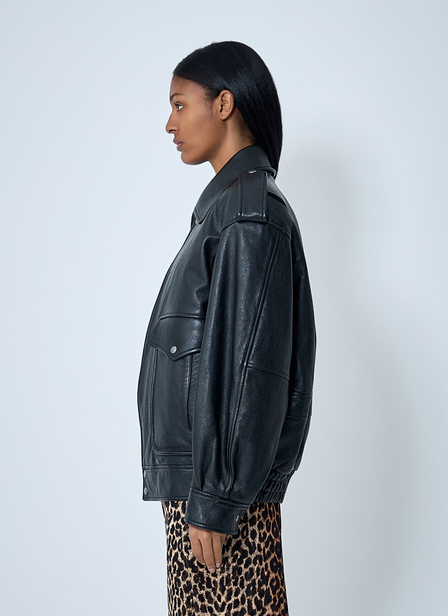 Saint Laurent Women Grained Leather Jacket SAINT LAURENT
