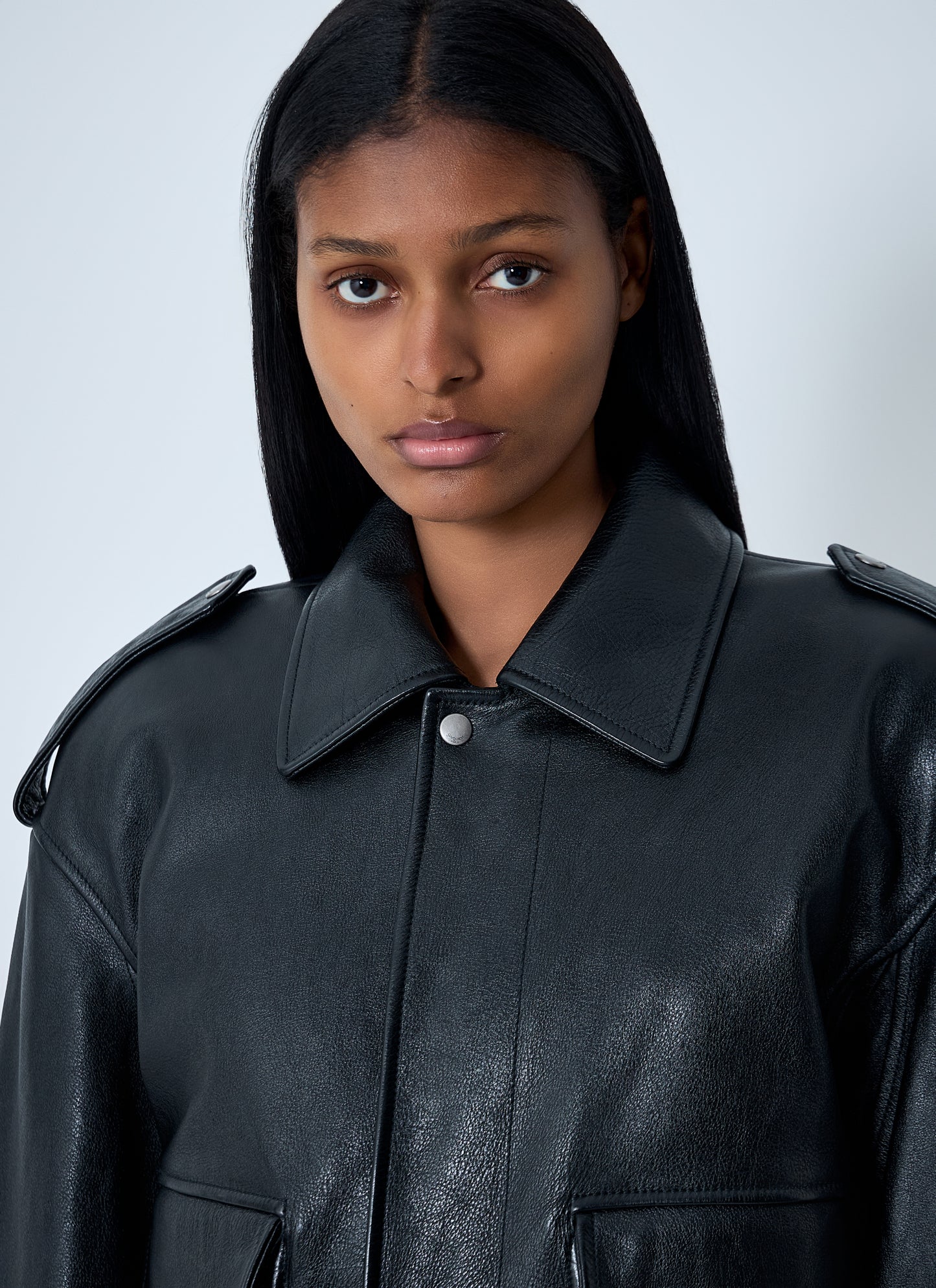 Saint Laurent Women Grained Leather Jacket SAINT LAURENT