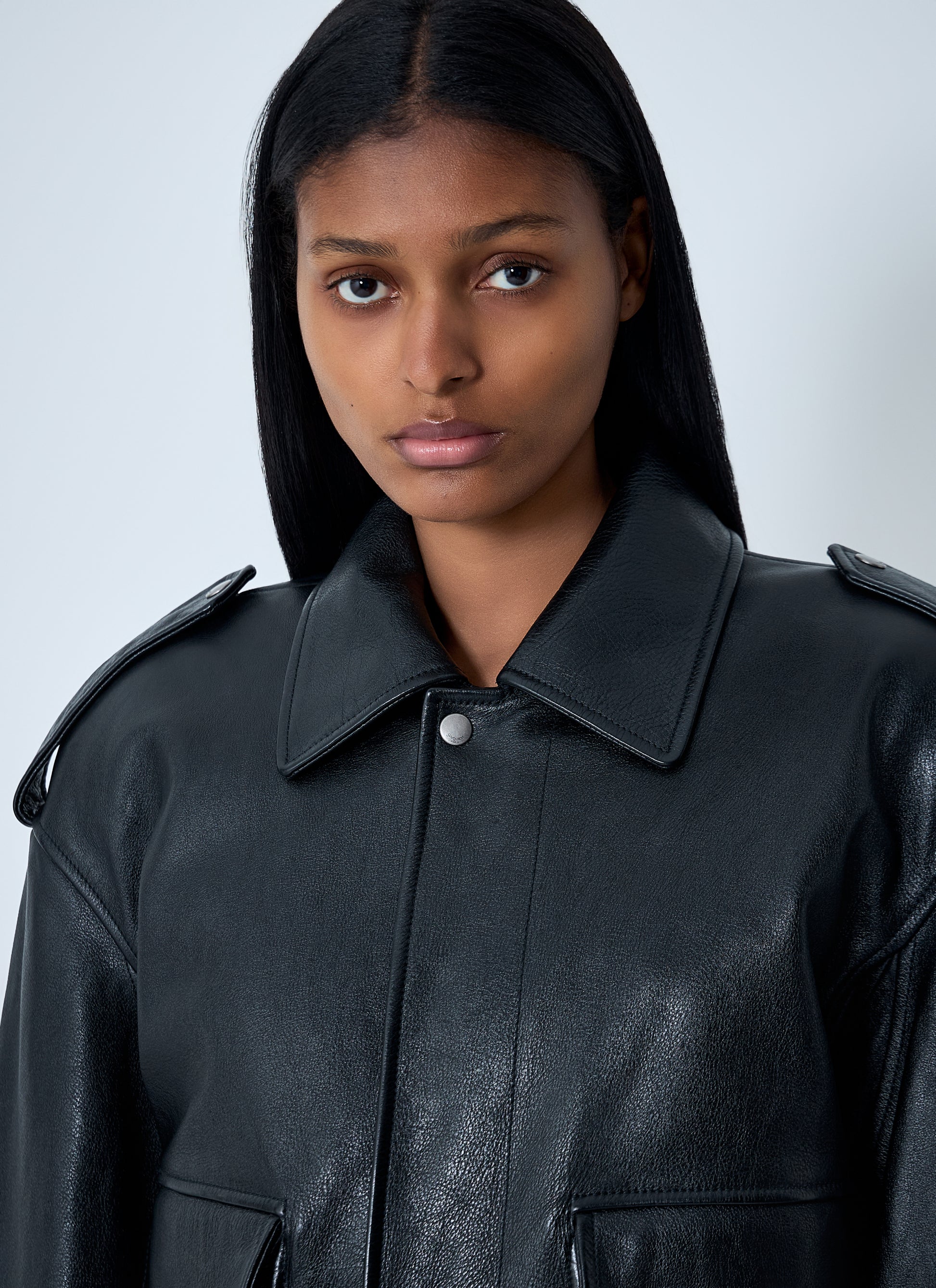 Saint Laurent Women Grained Leather Jacket SAINT LAURENT