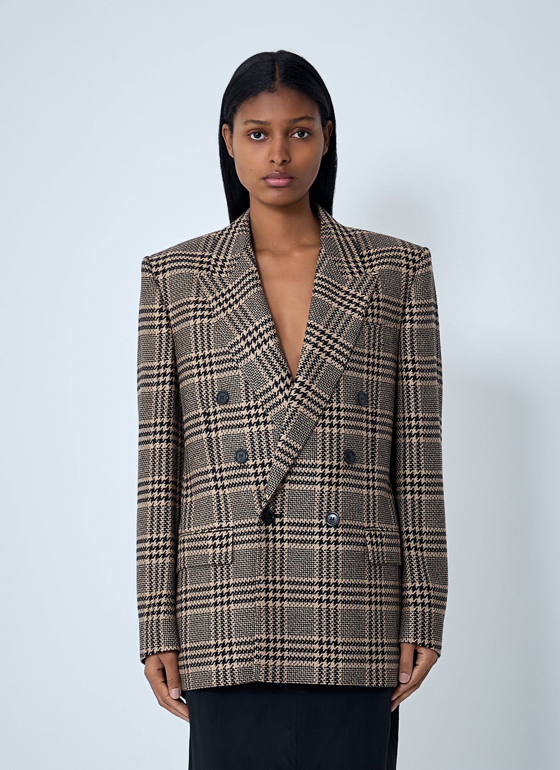 Saint Laurent Women Double-Breasted Plaid Blazer SAINT LAURENT