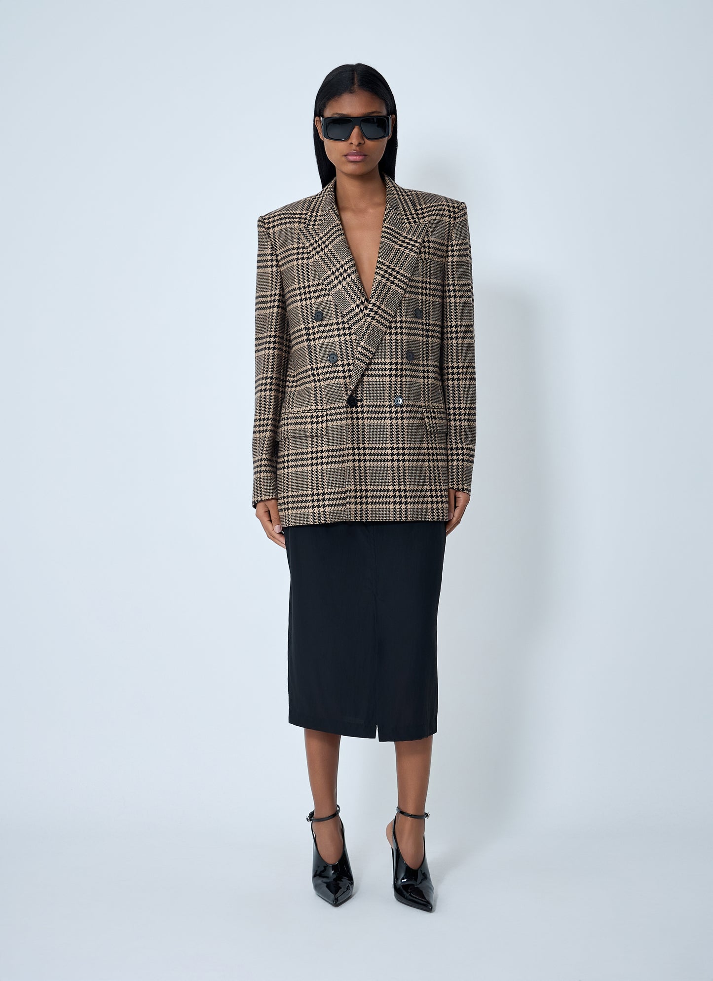 Saint Laurent Women Double-Breasted Plaid Blazer SAINT LAURENT