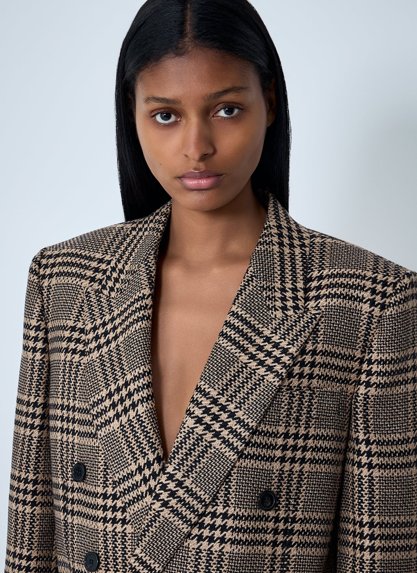 Saint Laurent Women Double-Breasted Plaid Blazer SAINT LAURENT