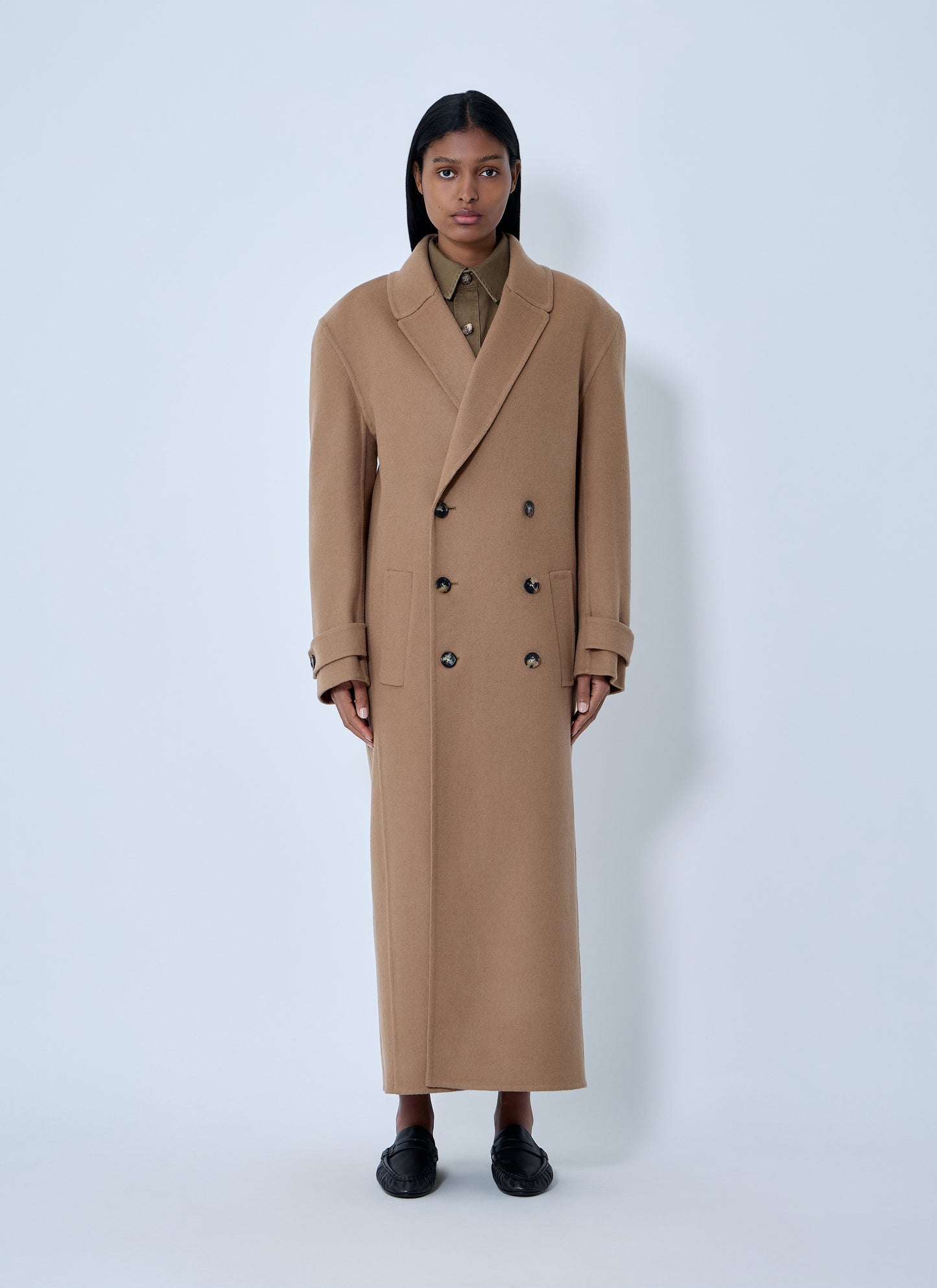 Saint Laurent Women Brushed Cashmere-And-Wool-Blend Coat SAINT LAURENT