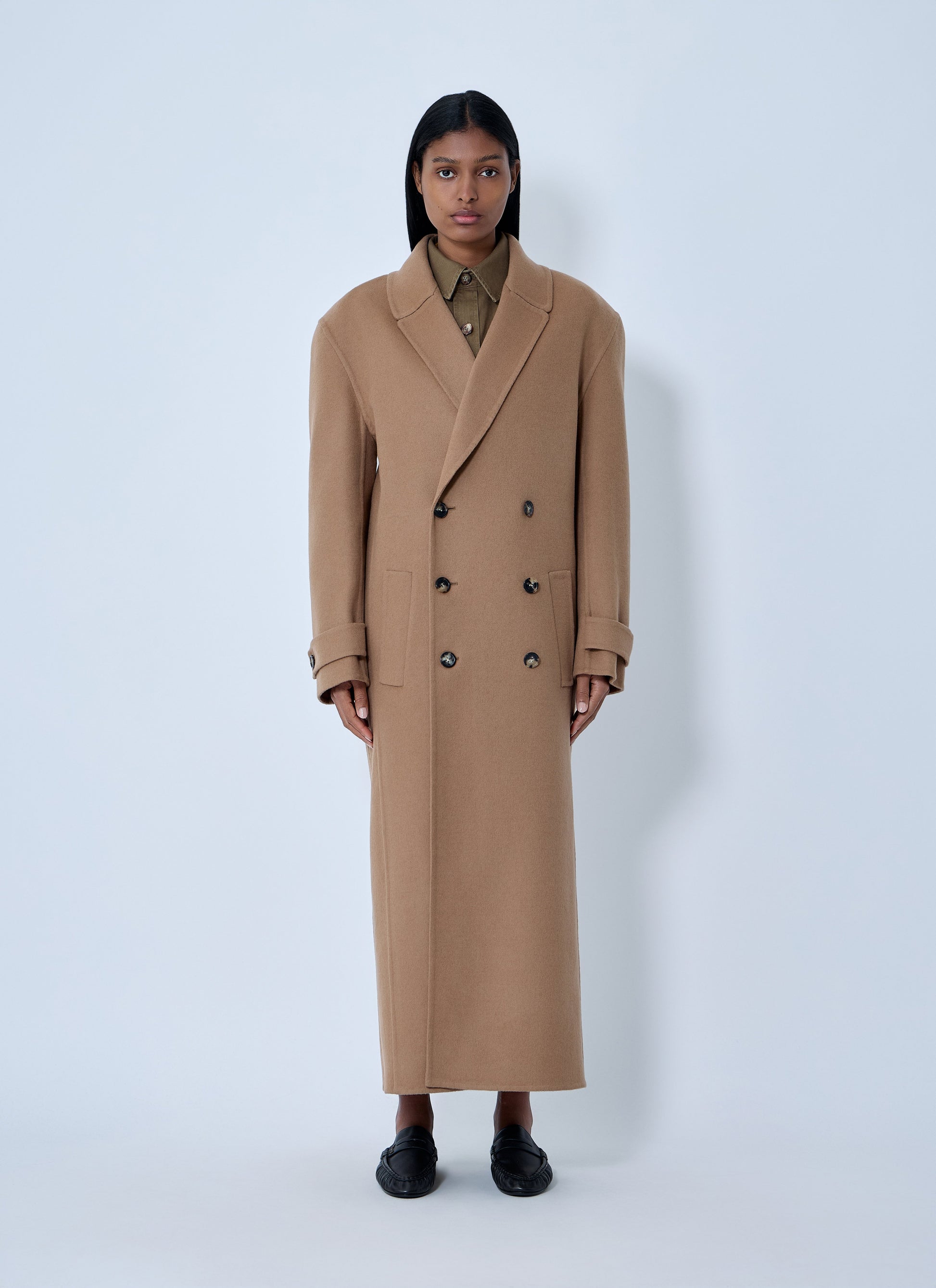 Saint Laurent Women Brushed Cashmere-And-Wool-Blend Coat SAINT LAURENT
