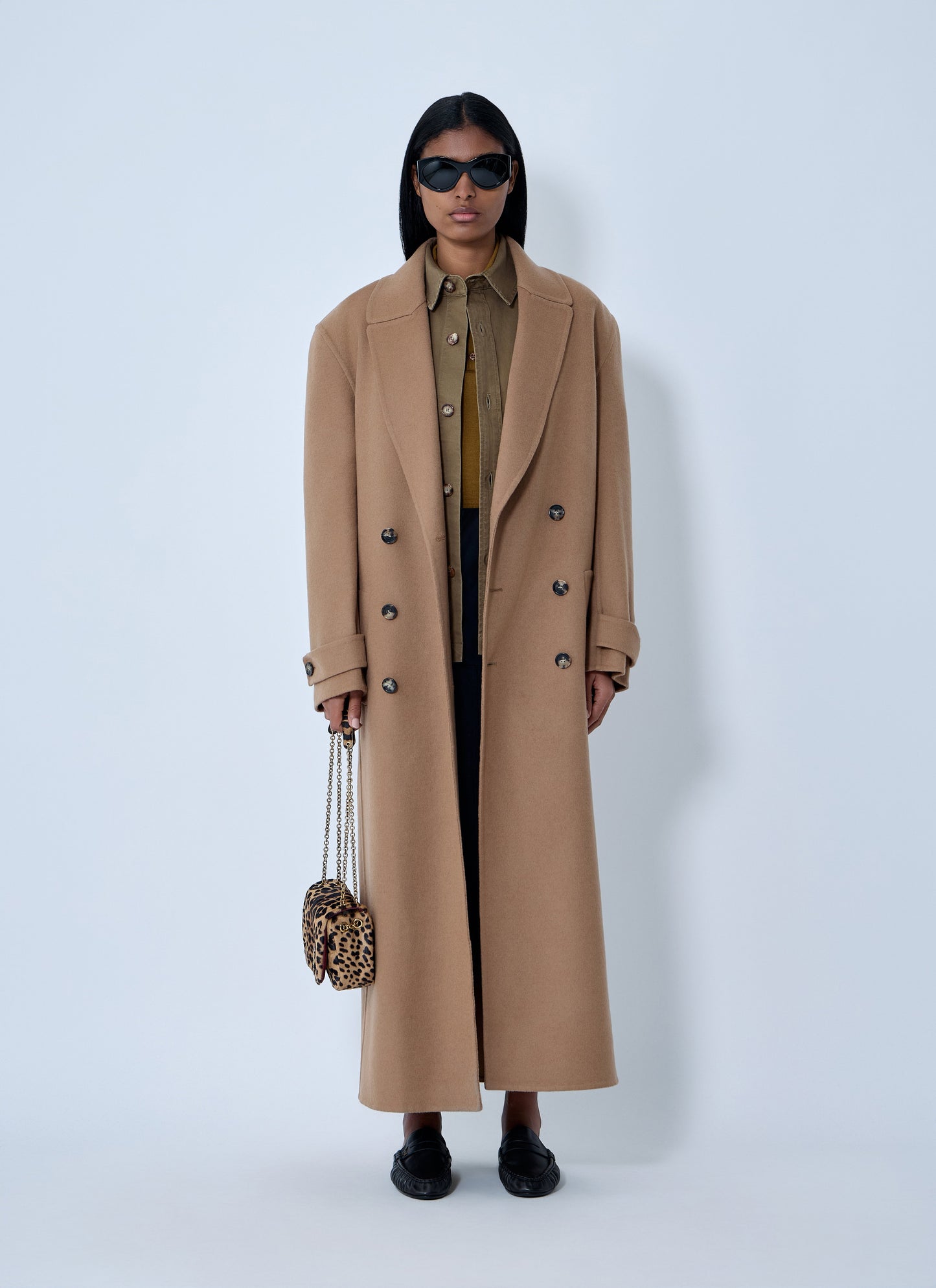 Saint Laurent Women Brushed Cashmere-And-Wool-Blend Coat SAINT LAURENT