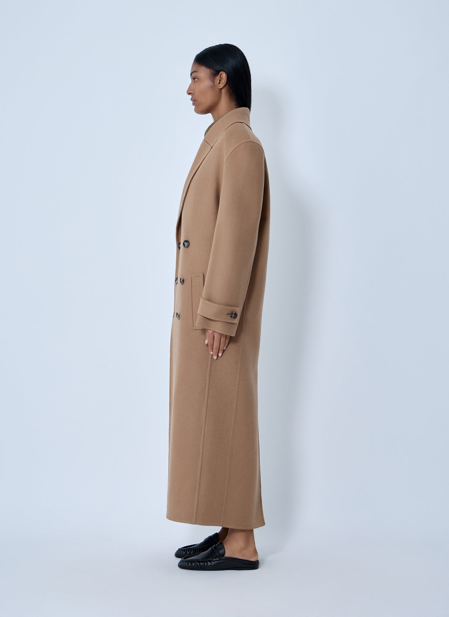 Saint Laurent Women Brushed Cashmere-And-Wool-Blend Coat SAINT LAURENT