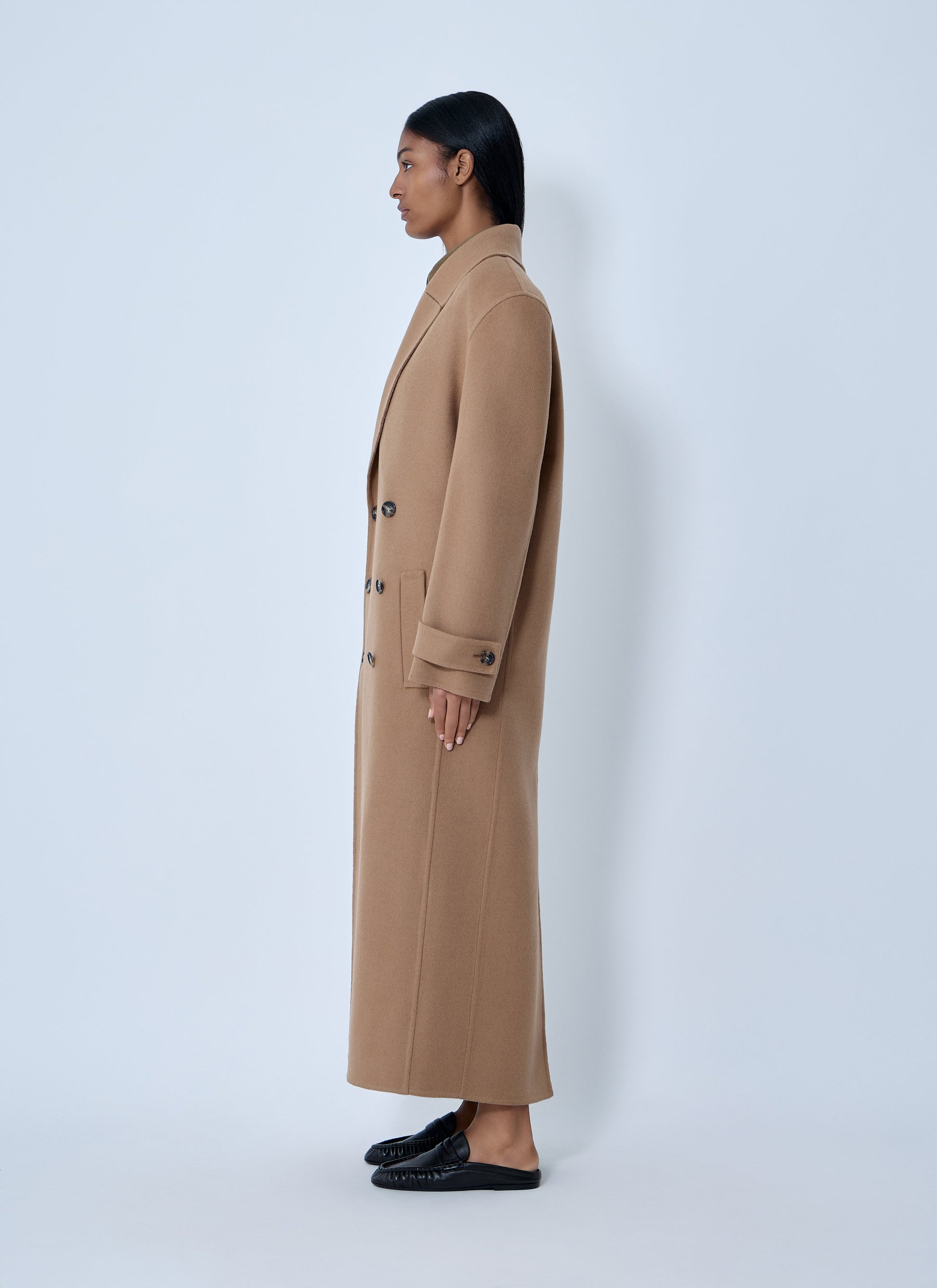 Saint Laurent Women Brushed Cashmere-And-Wool-Blend Coat SAINT LAURENT
