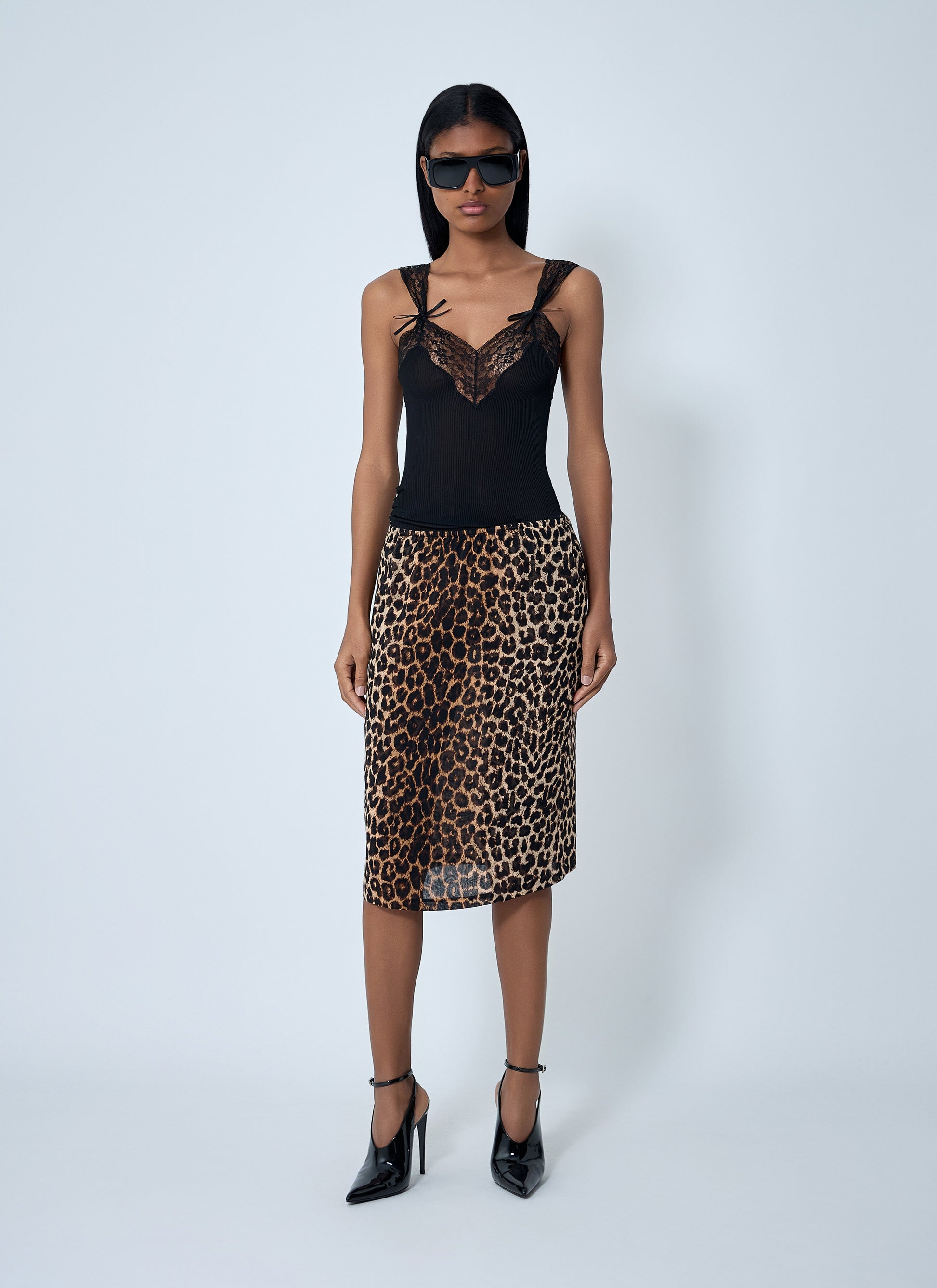 Saint Laurent Women Leopard Print Skirt SAINT LAURENT