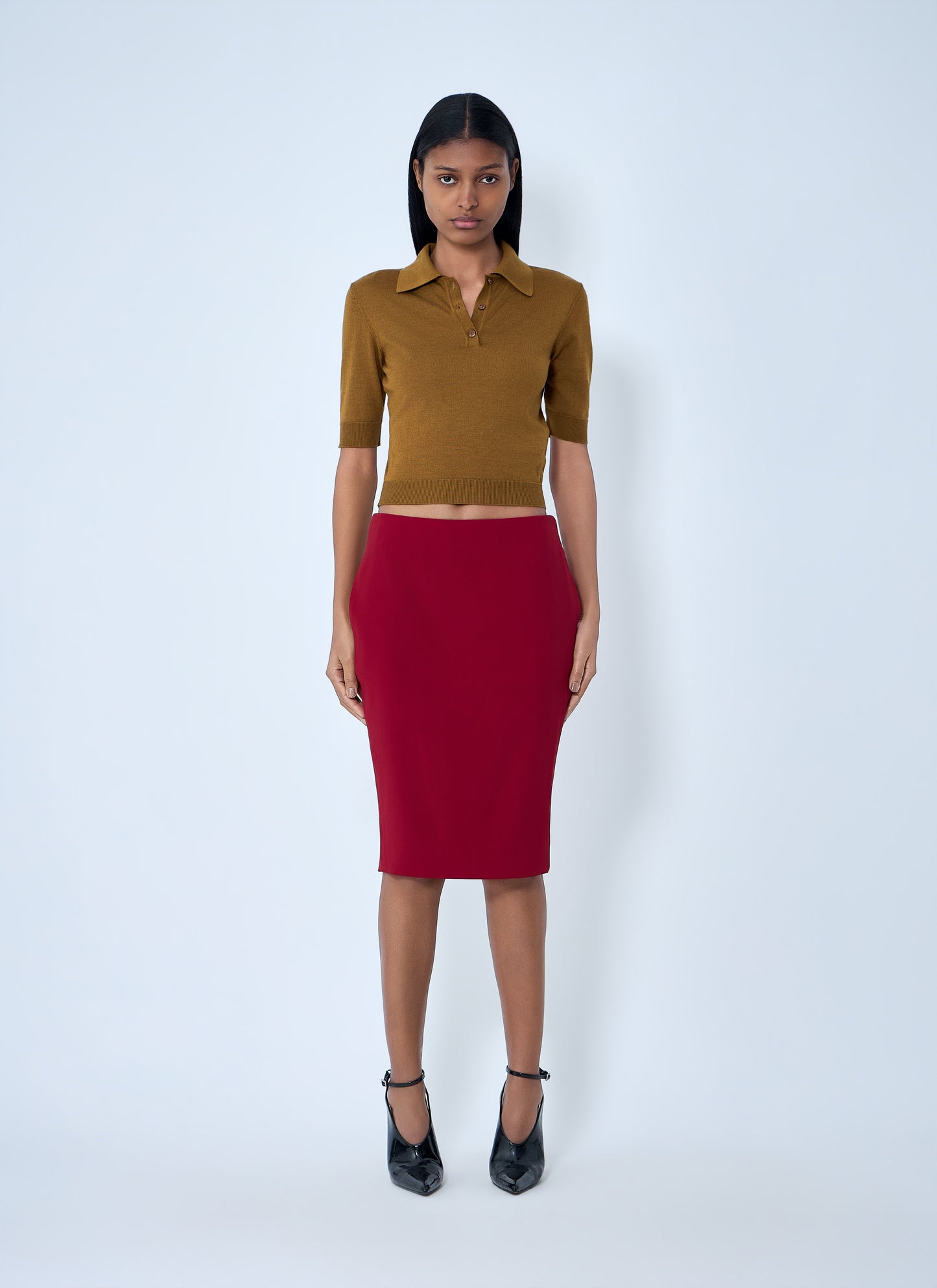Saint Laurent Women Pencil Skirt In Smooth Weave SAINT LAURENT