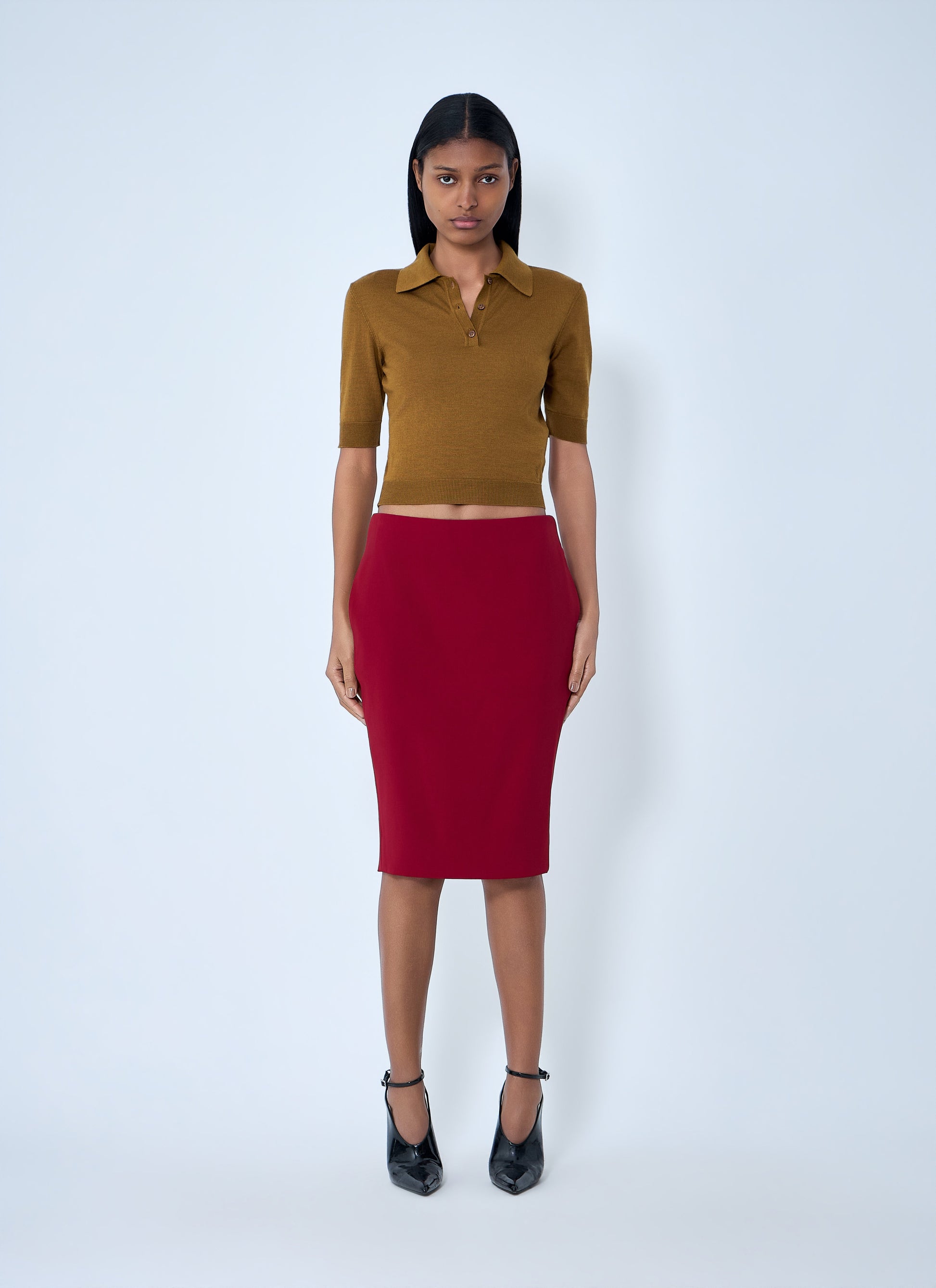 Saint Laurent Women Pencil Skirt In Smooth Weave SAINT LAURENT