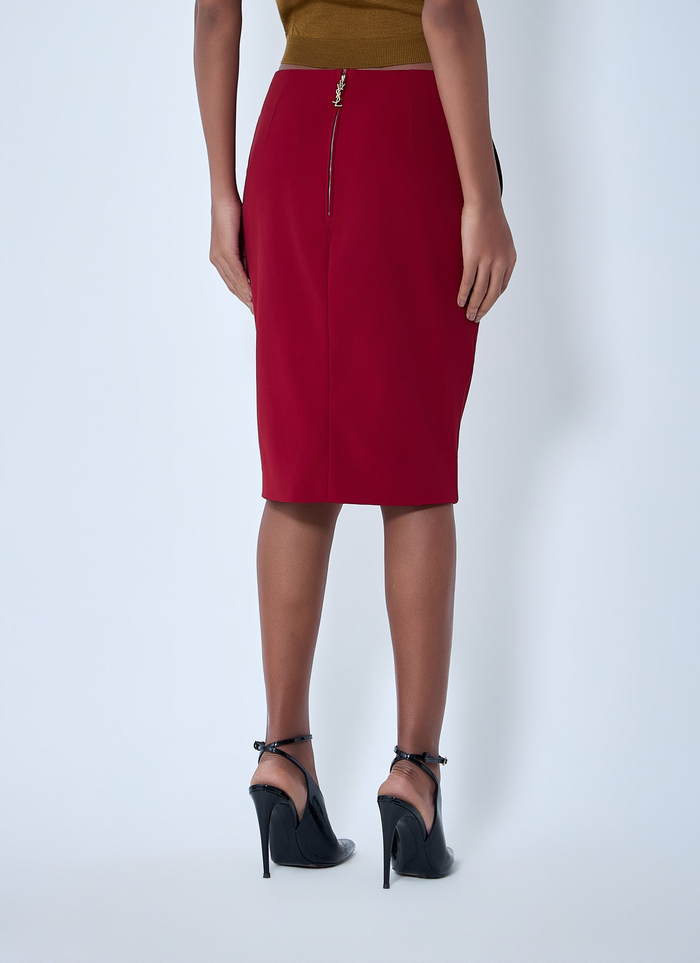 Saint Laurent Women Pencil Skirt In Smooth Weave SAINT LAURENT
