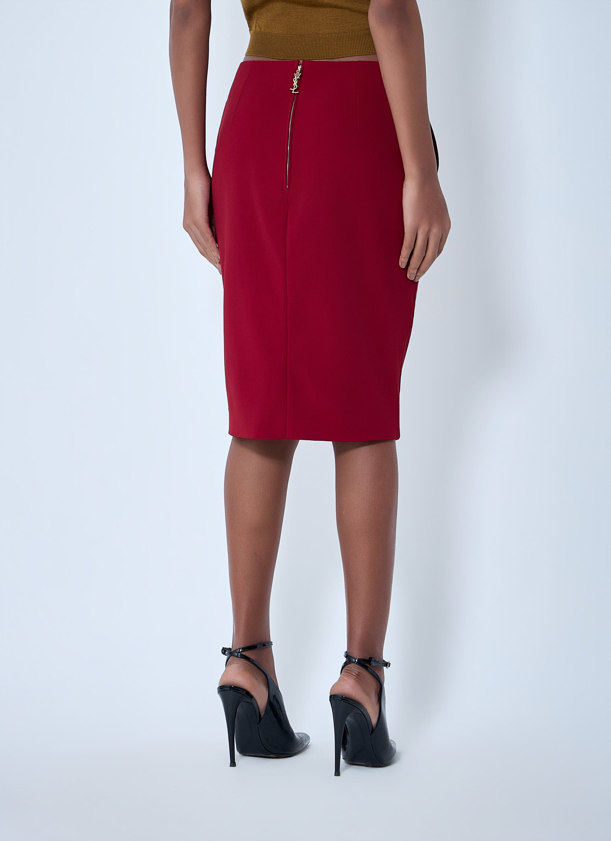 Saint Laurent Women Pencil Skirt In Smooth Weave SAINT LAURENT