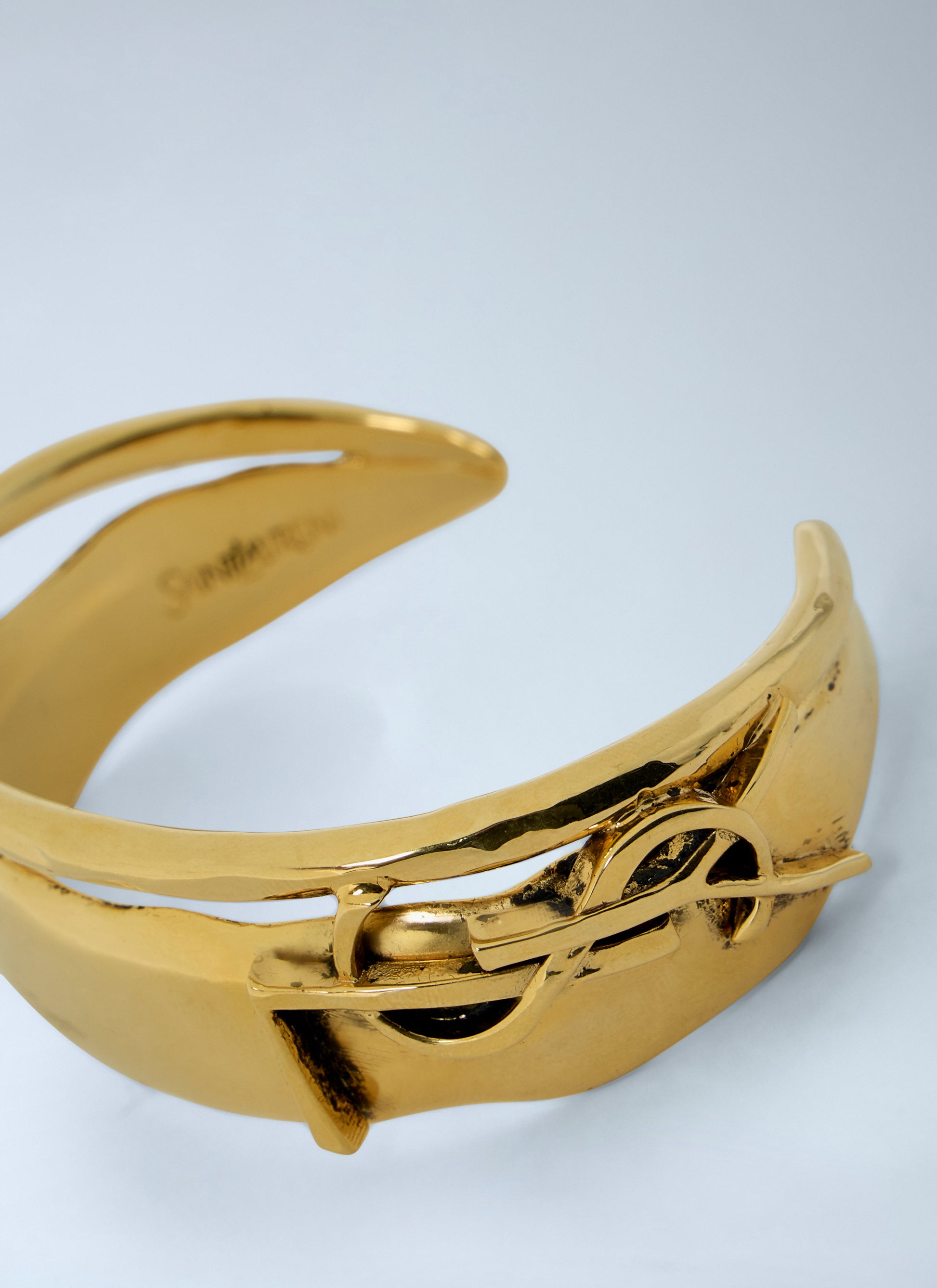 Saint Laurent Women Textured Metal Bangle SAINT LAURENT