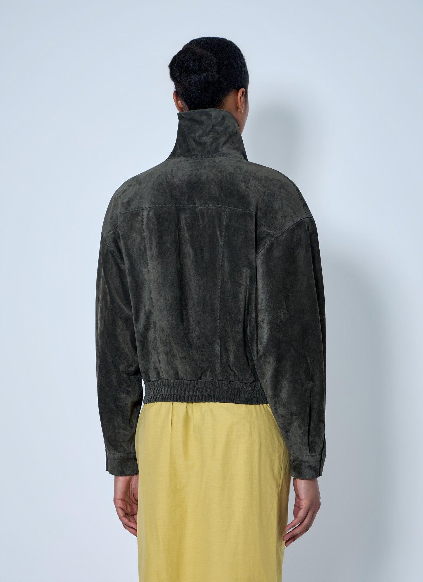 Saint Laurent Women High Collar Suede Jacket