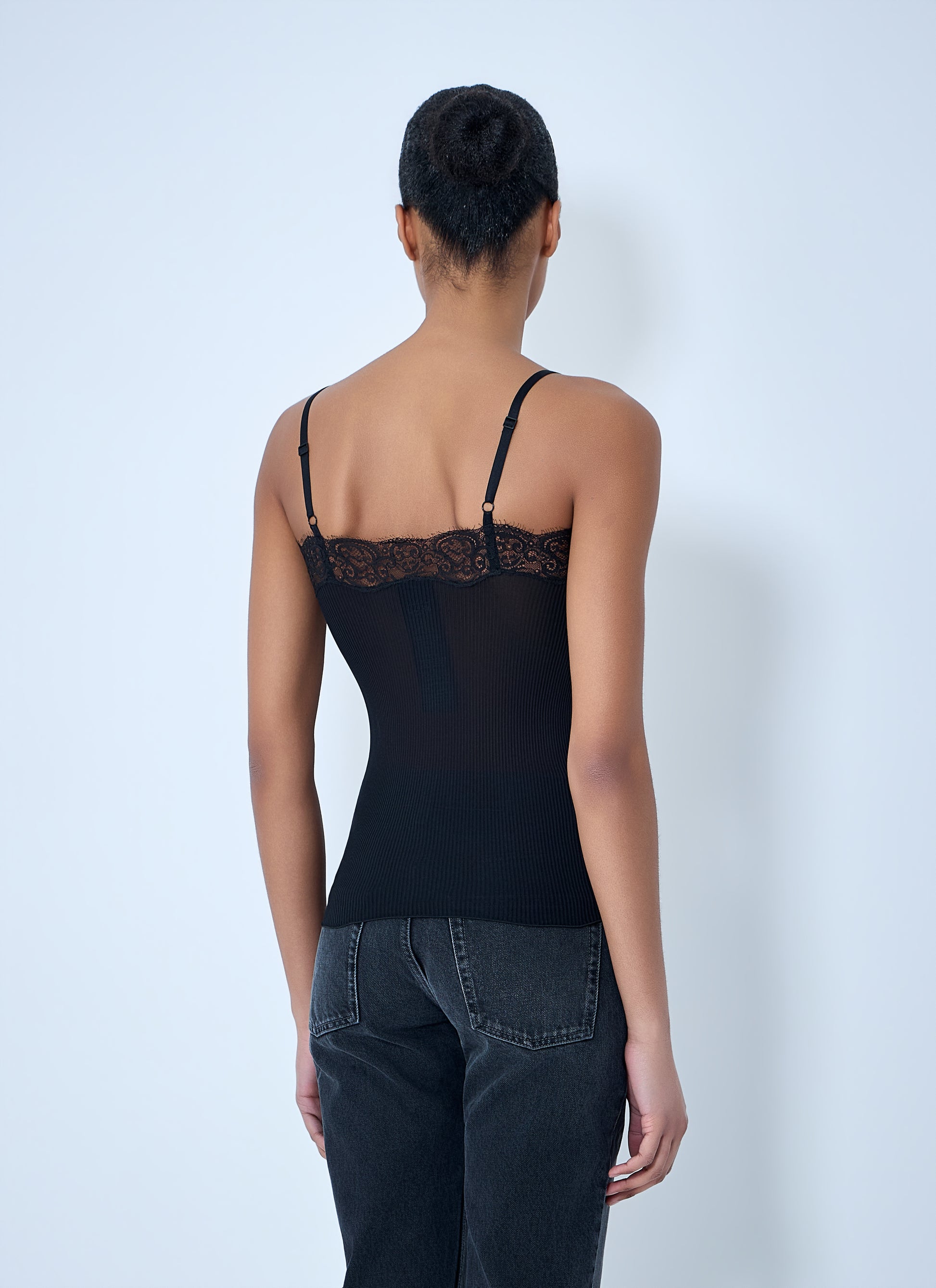 Saint Laurent Women Lace-Trimmed Silk Tank Top SAINT LAURENT