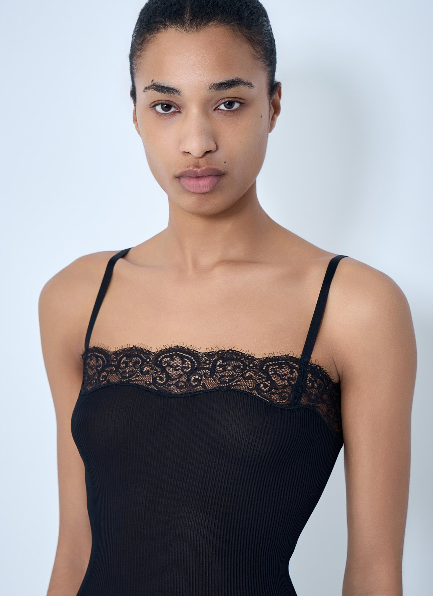 Saint Laurent Women Lace-Trimmed Silk Tank Top SAINT LAURENT