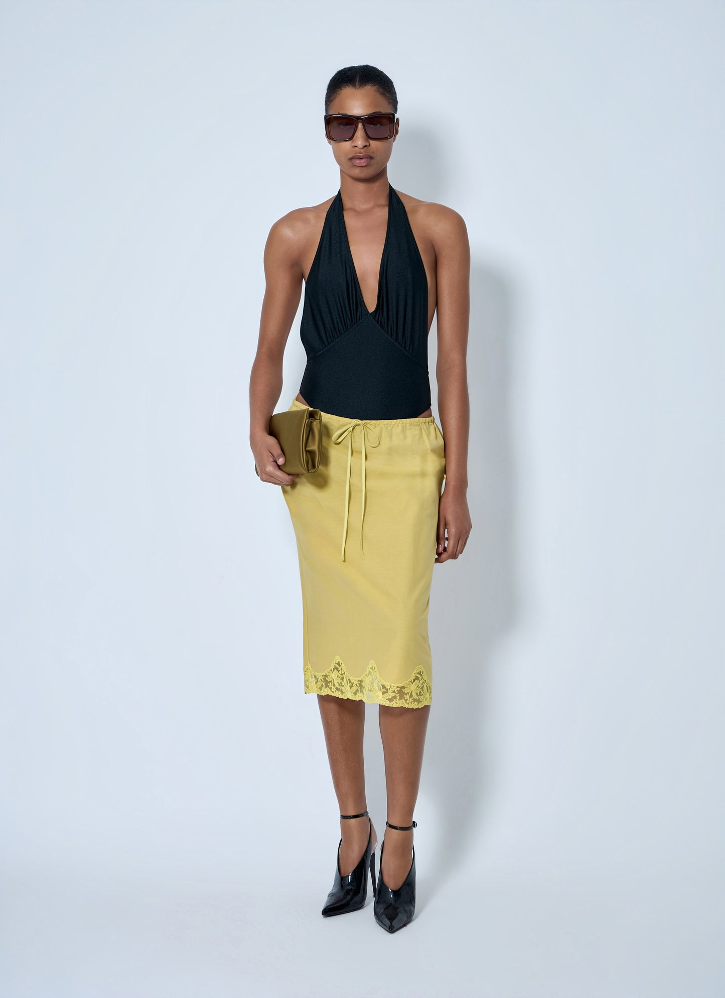 Saint Laurent Women Laced Half-Slip Skirt SAINT LAURENT