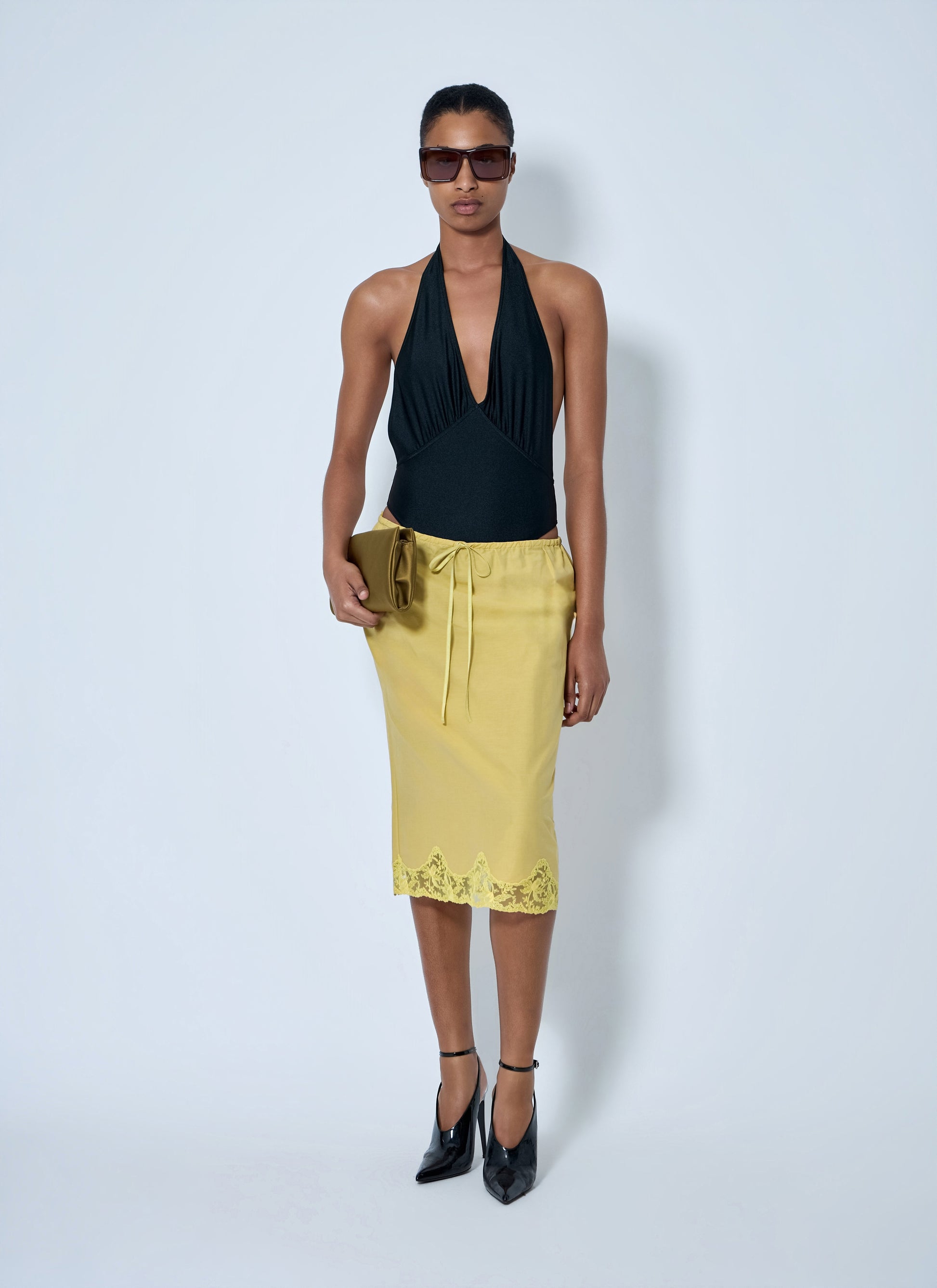 Saint Laurent Women Laced Half-Slip Skirt SAINT LAURENT