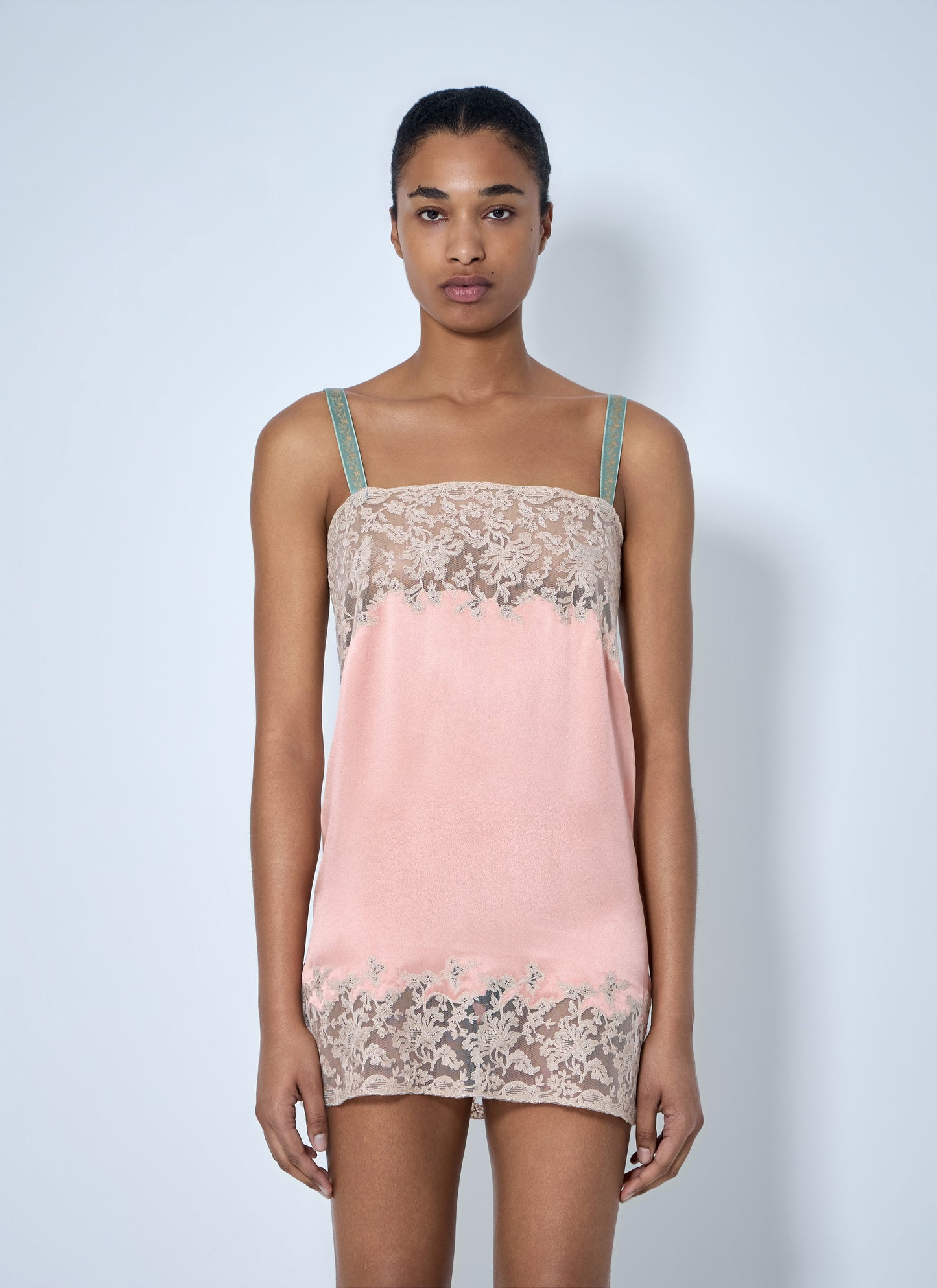 Saint Laurent Women Sleeveless Lace-Trimmed Slip Dress SAINT LAURENT