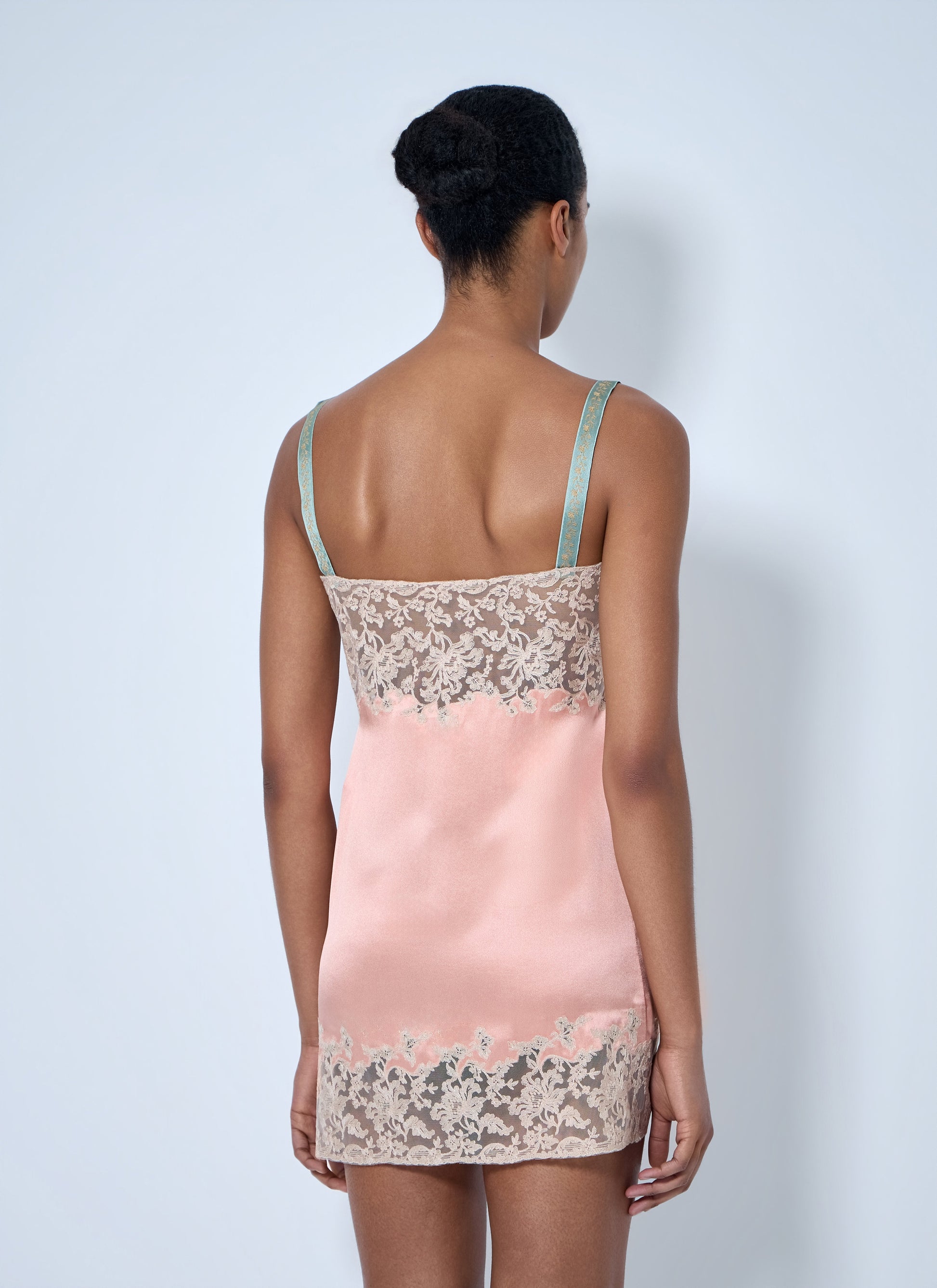 Saint Laurent Women Sleeveless Lace-Trimmed Slip Dress SAINT LAURENT