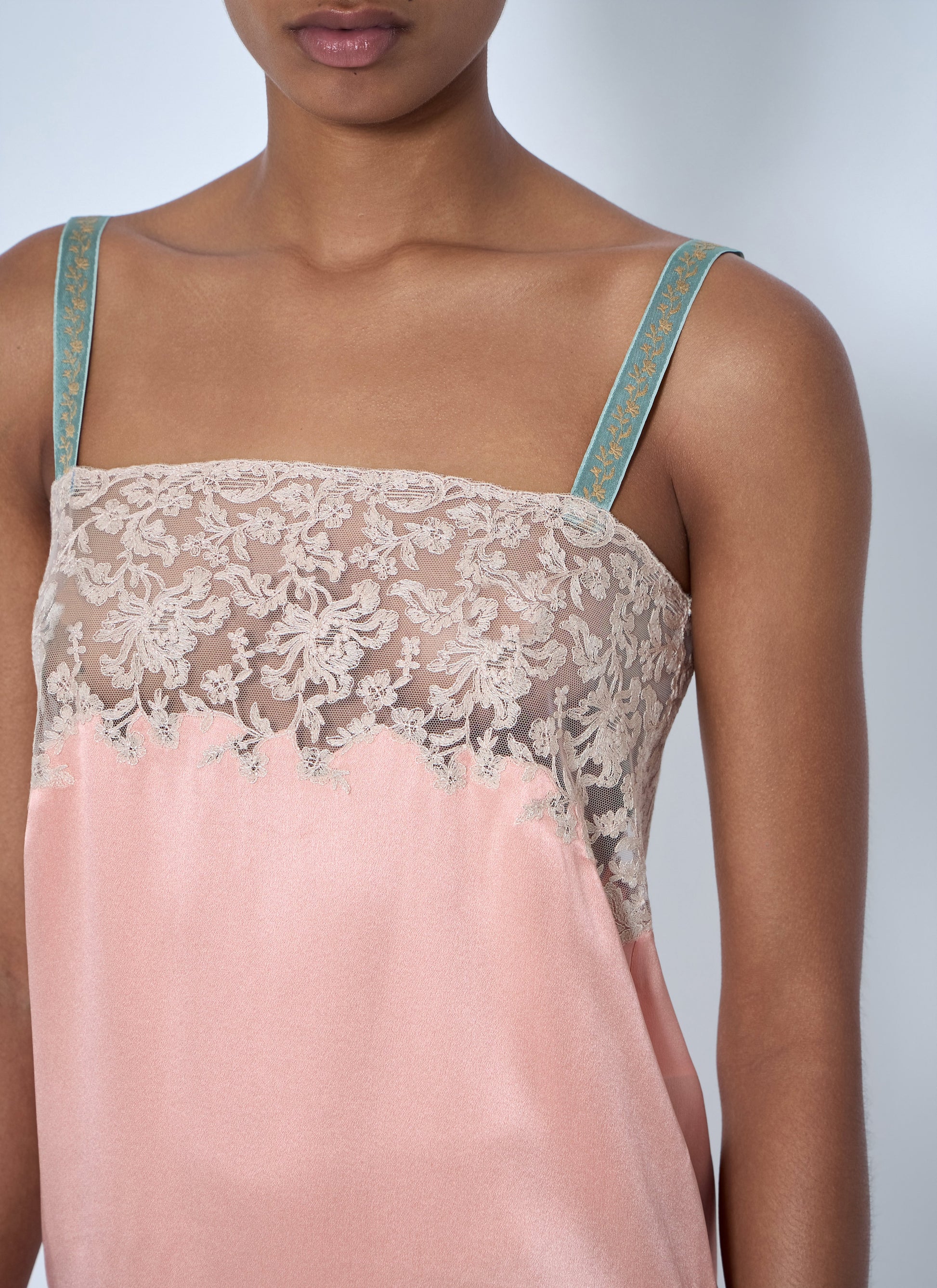 Saint Laurent Women Sleeveless Lace-Trimmed Slip Dress SAINT LAURENT