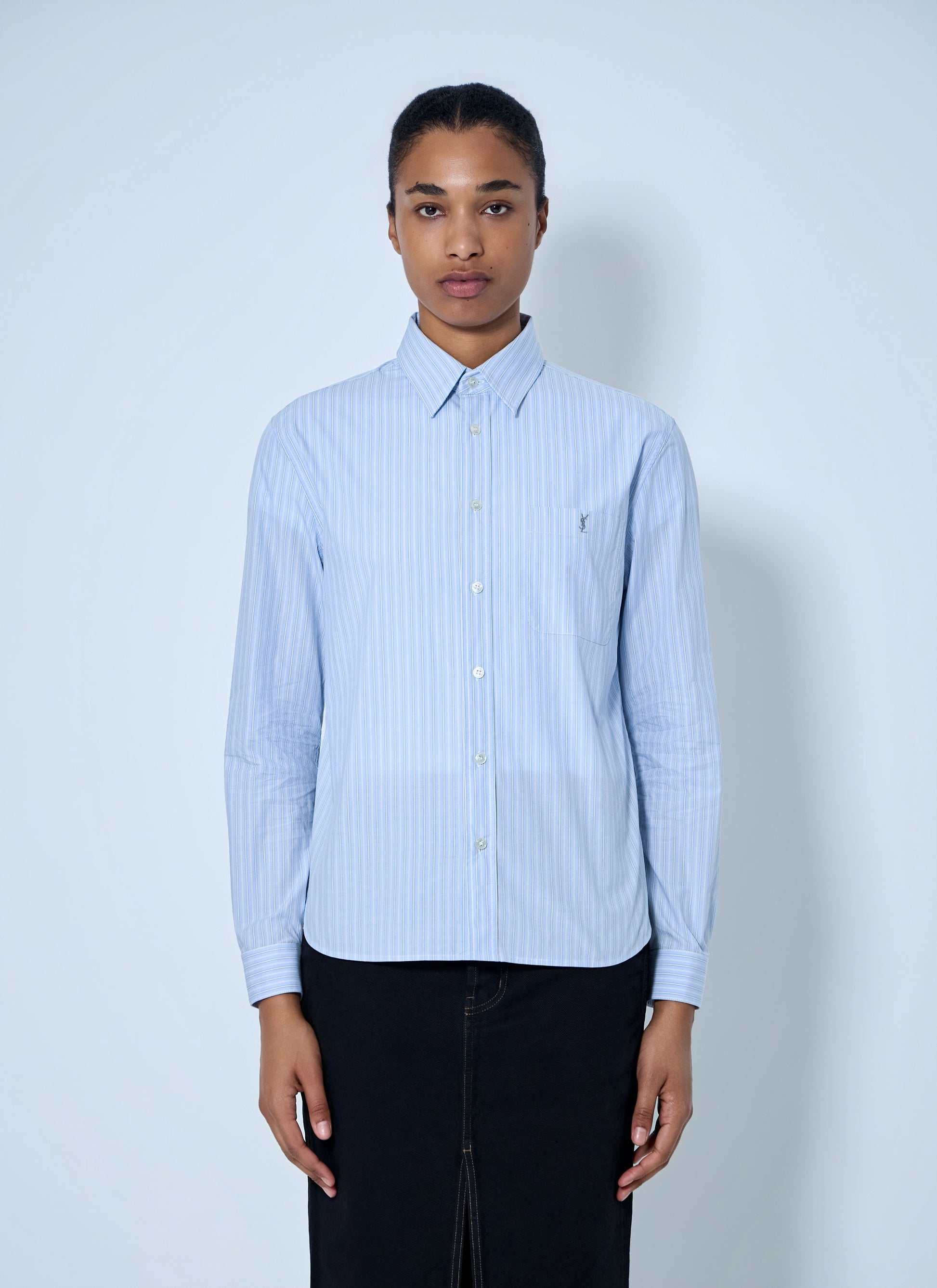 Saint Laurent Women Striped Cotton Poplin Shirt SAINT LAURENT