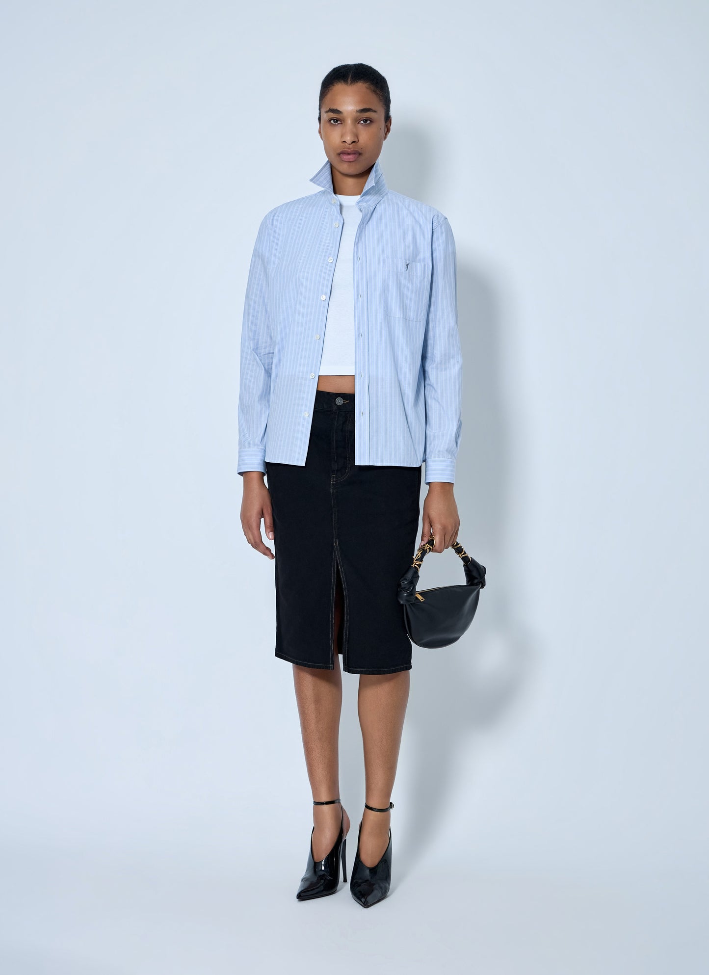 Saint Laurent Women Striped Cotton Poplin Shirt SAINT LAURENT