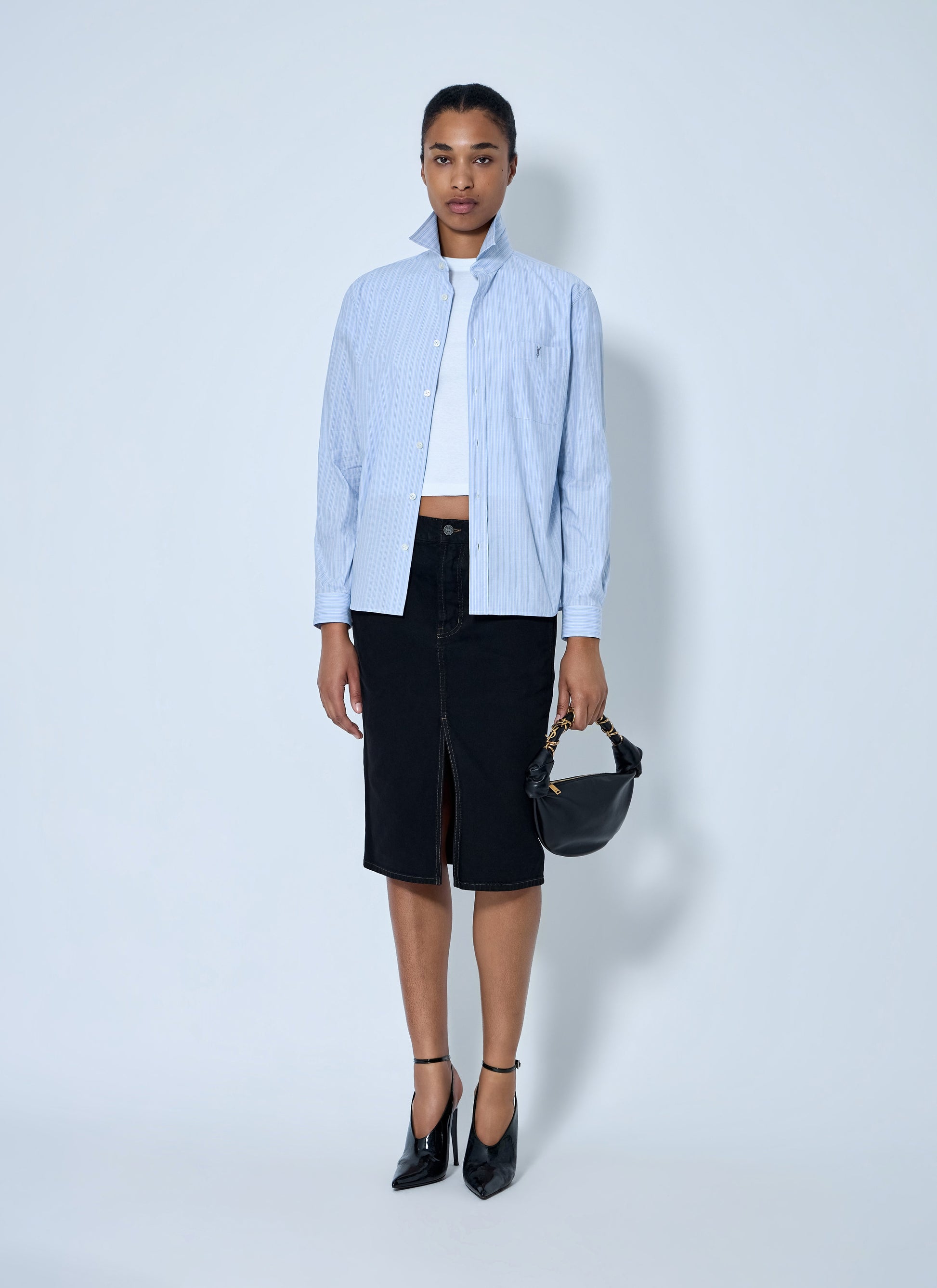 Saint Laurent Women Striped Cotton Poplin Shirt SAINT LAURENT