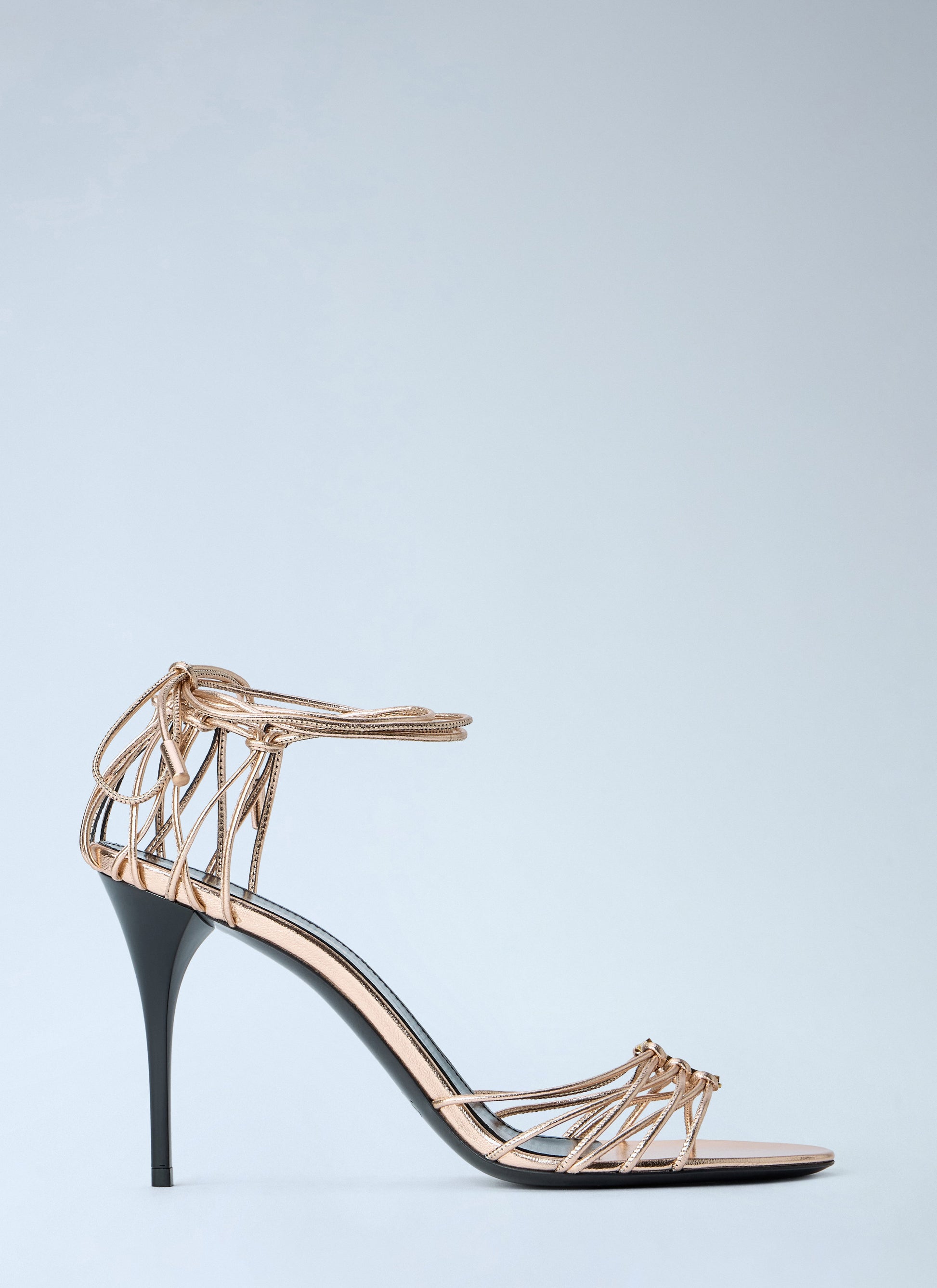 Saint Laurent Women Babylone Stiletto Sandals In Metallic Leather SAINT LAURENT