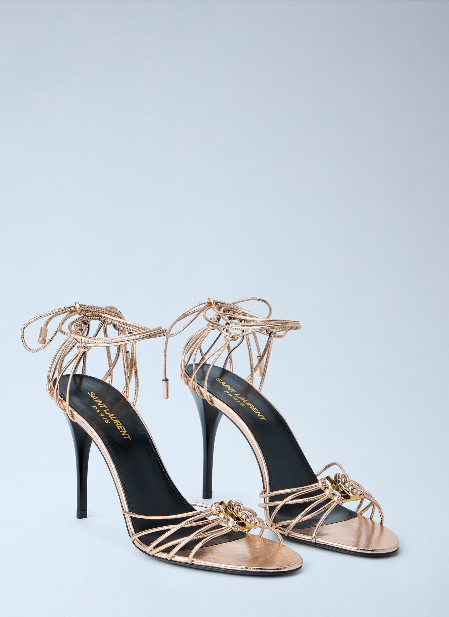 Saint Laurent Women Babylone Stiletto Sandals In Metallic Leather SAINT LAURENT