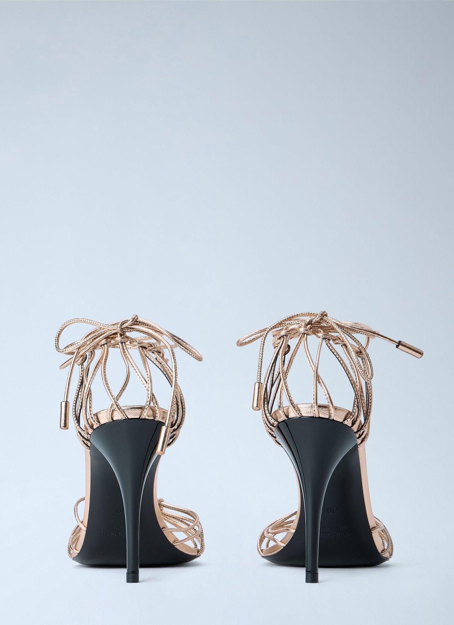 Saint Laurent Women Babylone Stiletto Sandals In Metallic Leather SAINT LAURENT