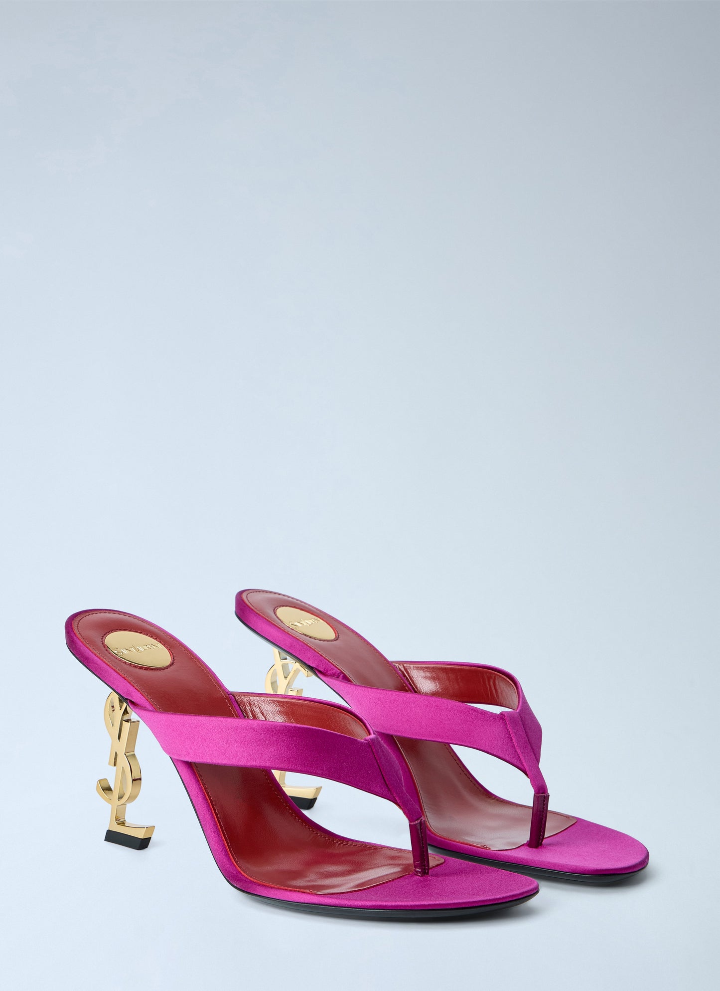 Saint Laurent Women Opyum Satin Thong Mule Sandals SAINT LAURENT
